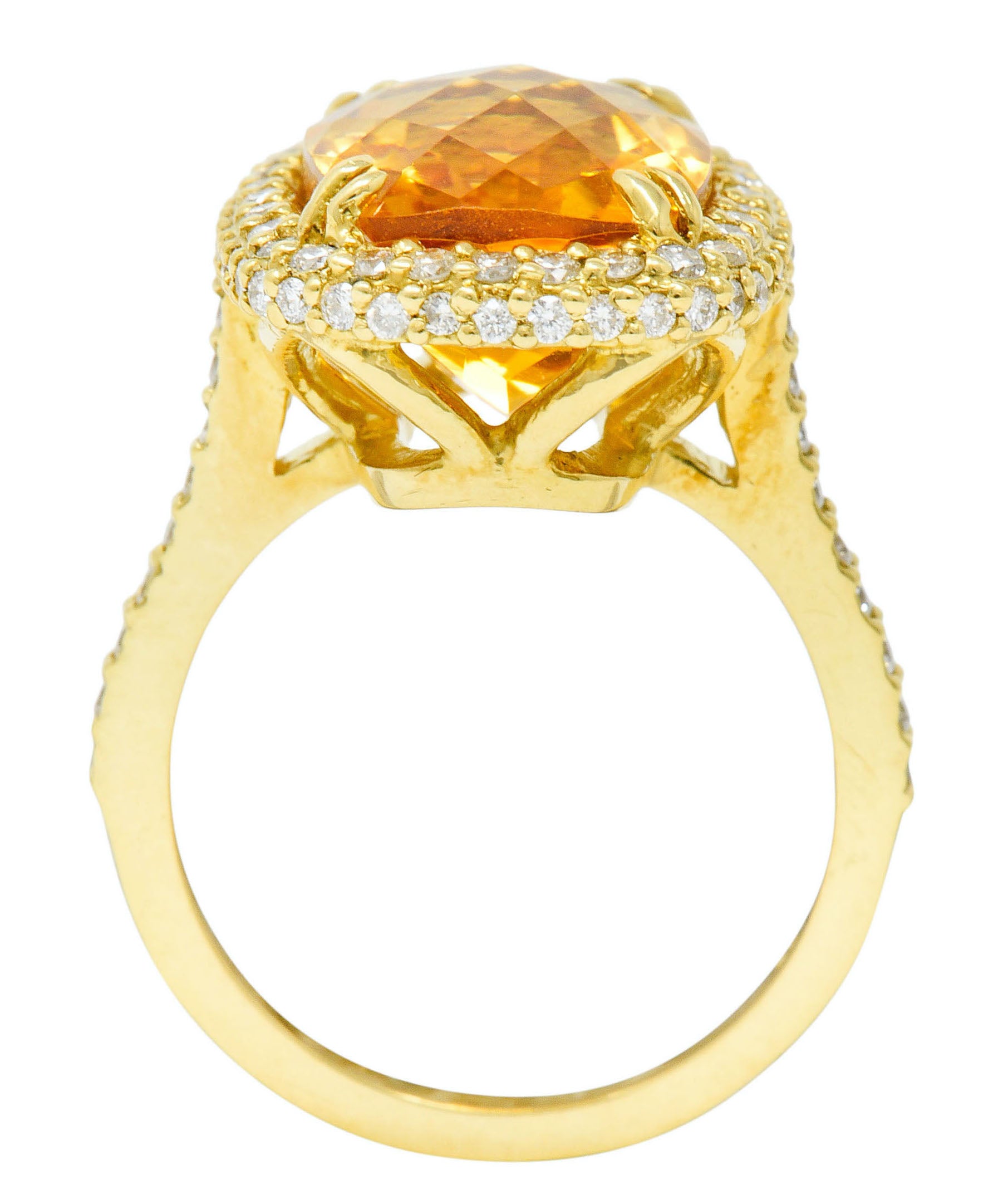 Sunny Citrine Diamond 18 Karat Gold Cocktail RingRing - Wilson's Estate Jewelry