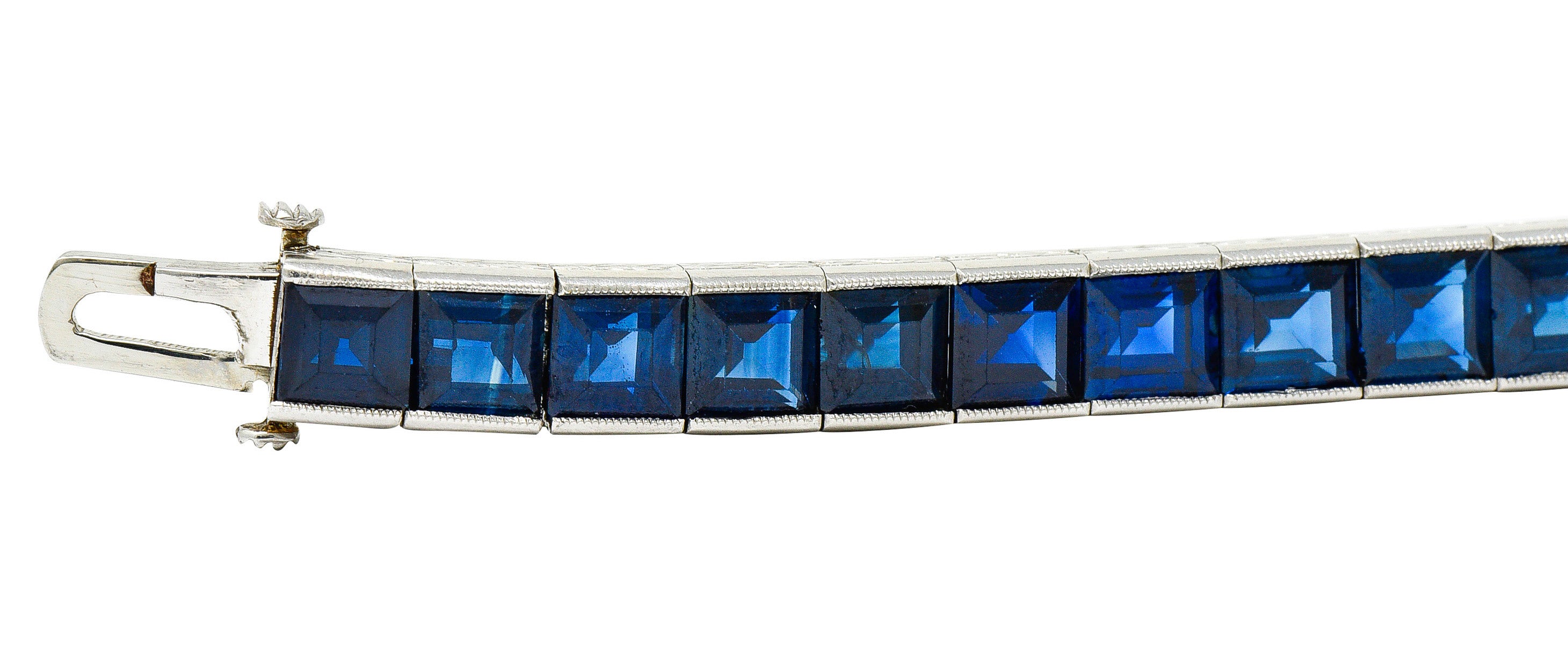 Art Deco 24.05 CTW No Heat Australian Sapphire Platinum Line Bracelet GIAbracelet - Wilson's Estate Jewelry