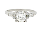 Art Deco 1.53 CTW Transitional Cut Diamond Platinum Geometric Engagement Ring Wilson's Estate Jewelry