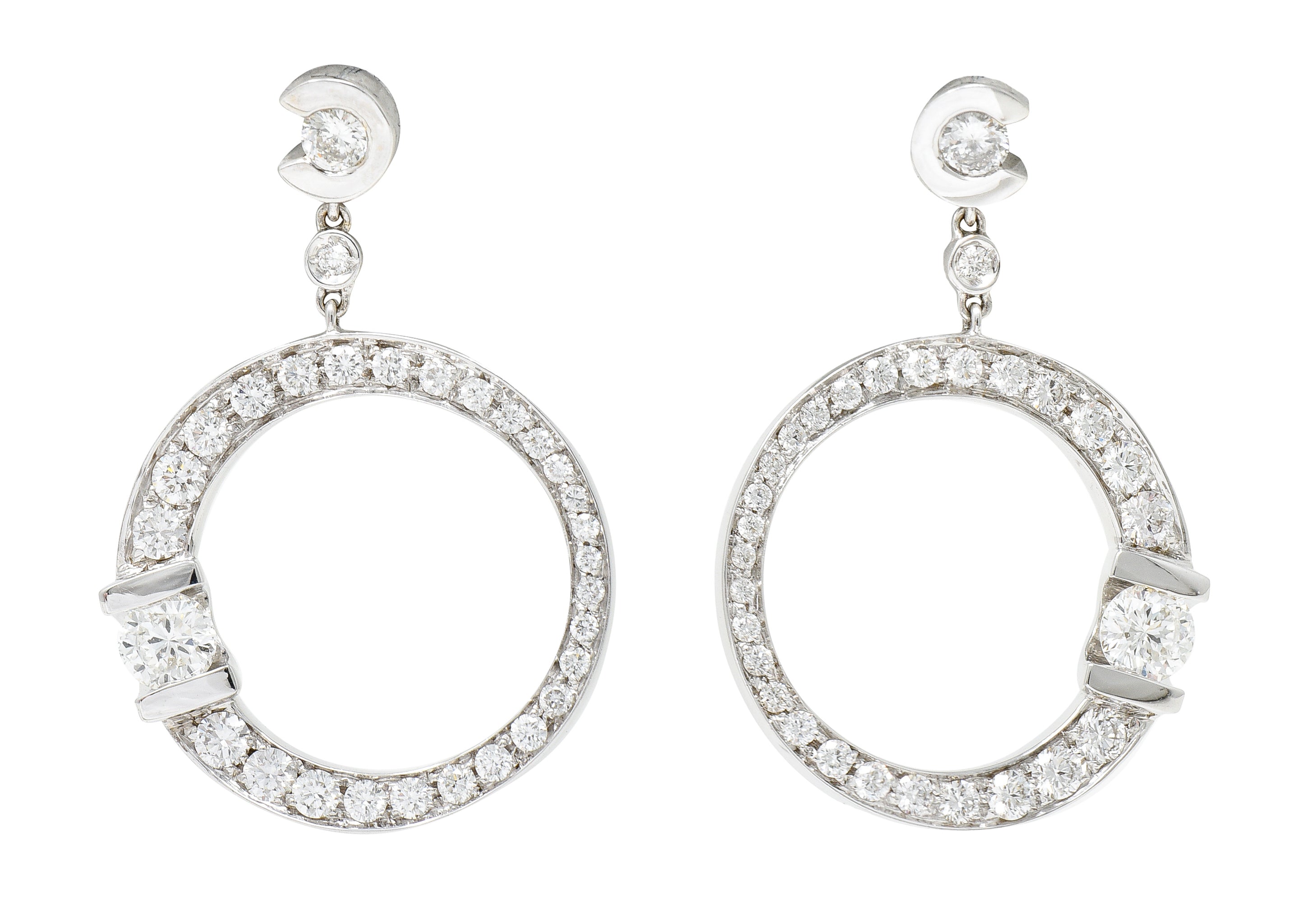 Roberto Coin 1.69 CTW Diamond 18 Karat White Gold Cento Drop Earrings Wilson's Estate Jewelry