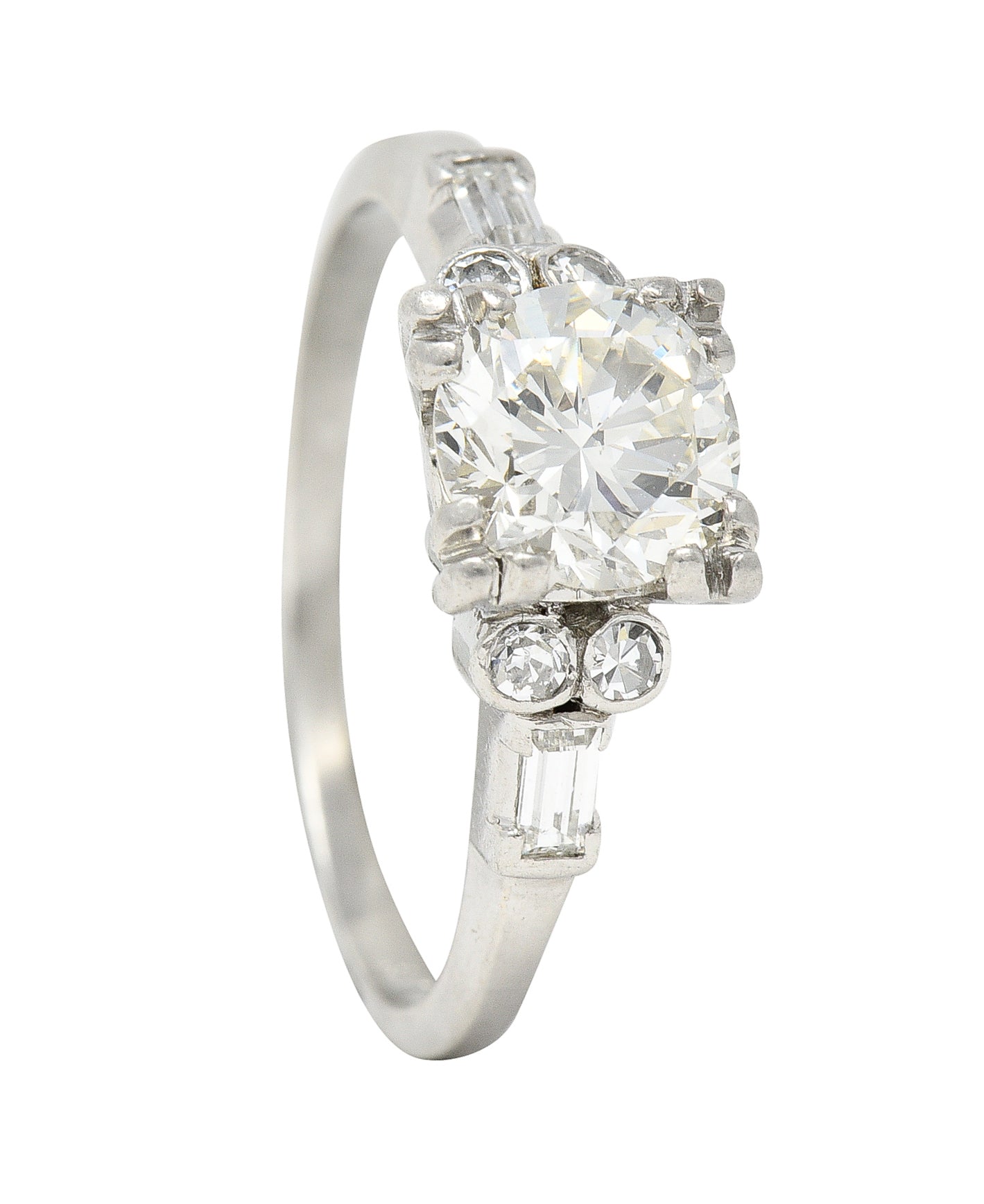 Art Deco 1.53 CTW Transitional Cut Diamond Platinum Geometric Engagement Ring Wilson's Estate Jewelry