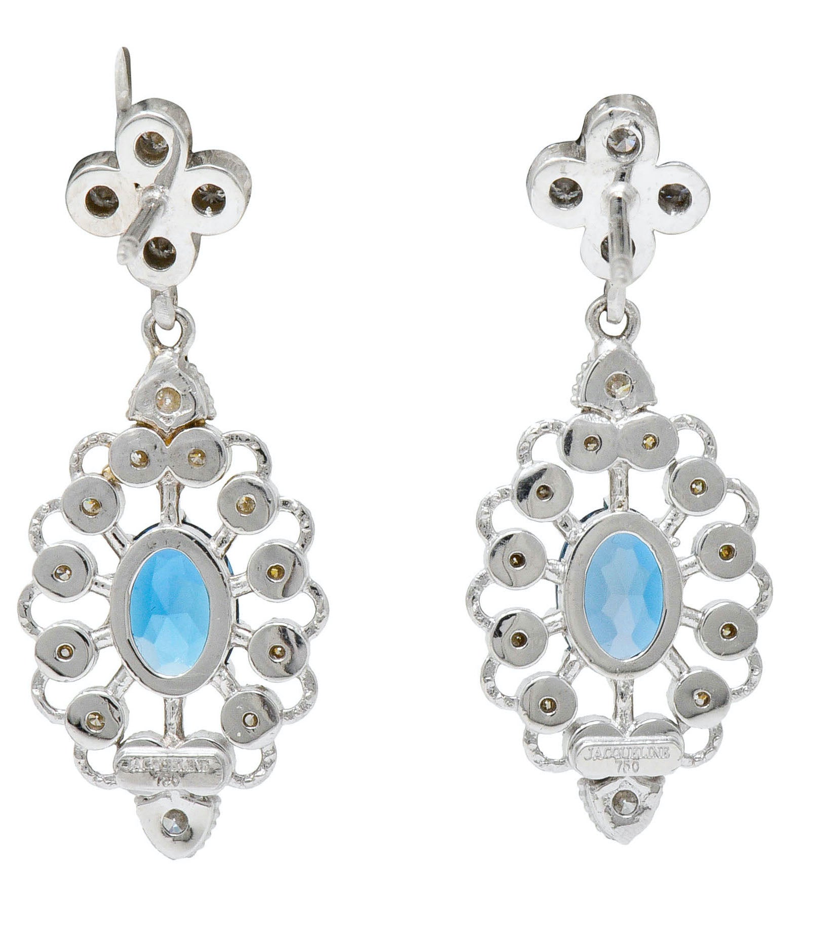 Fanciful London Blue Topaz Diamond 18 Karat Gold Drop EarringsEarrings - Wilson's Estate Jewelry