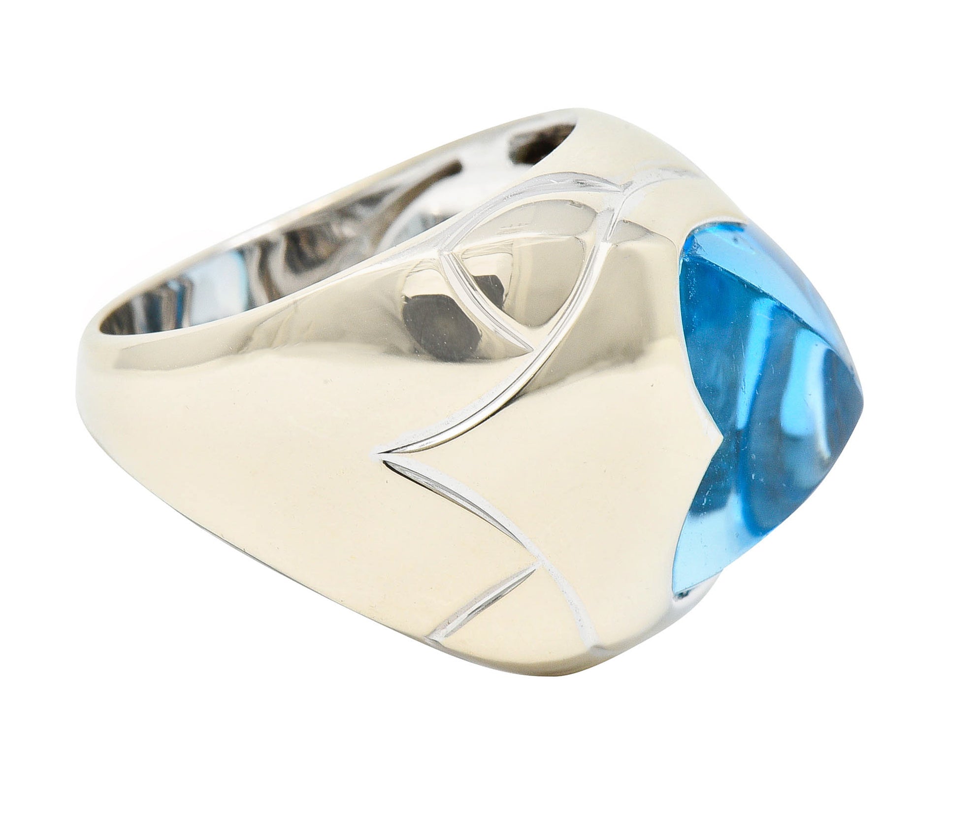 Bulgari Blue Topaz 18 Karat White Gold Pyramide Band RingRing - Wilson's Estate Jewelry