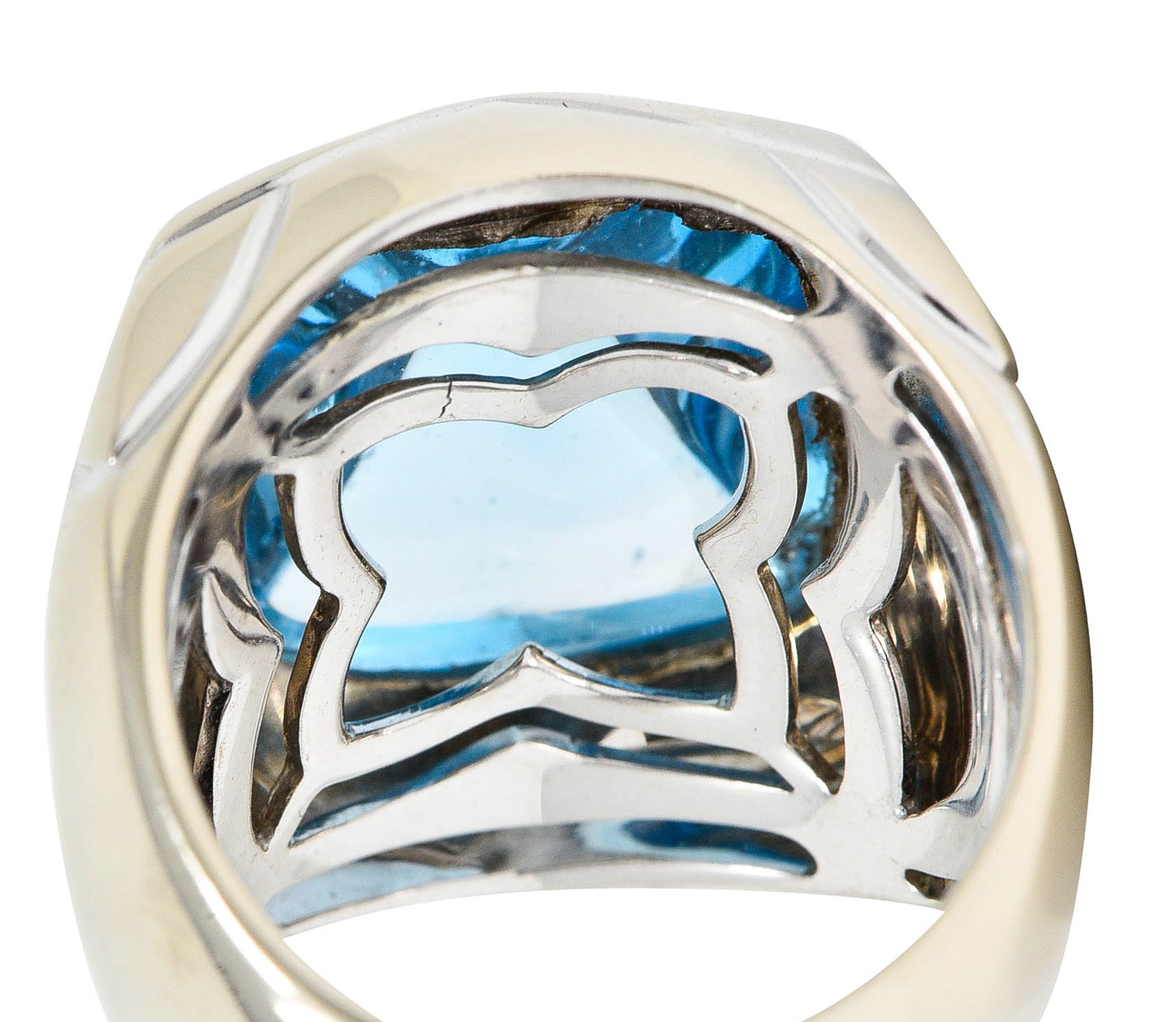 Bulgari Blue Topaz 18 Karat White Gold Pyramide Band RingRing - Wilson's Estate Jewelry