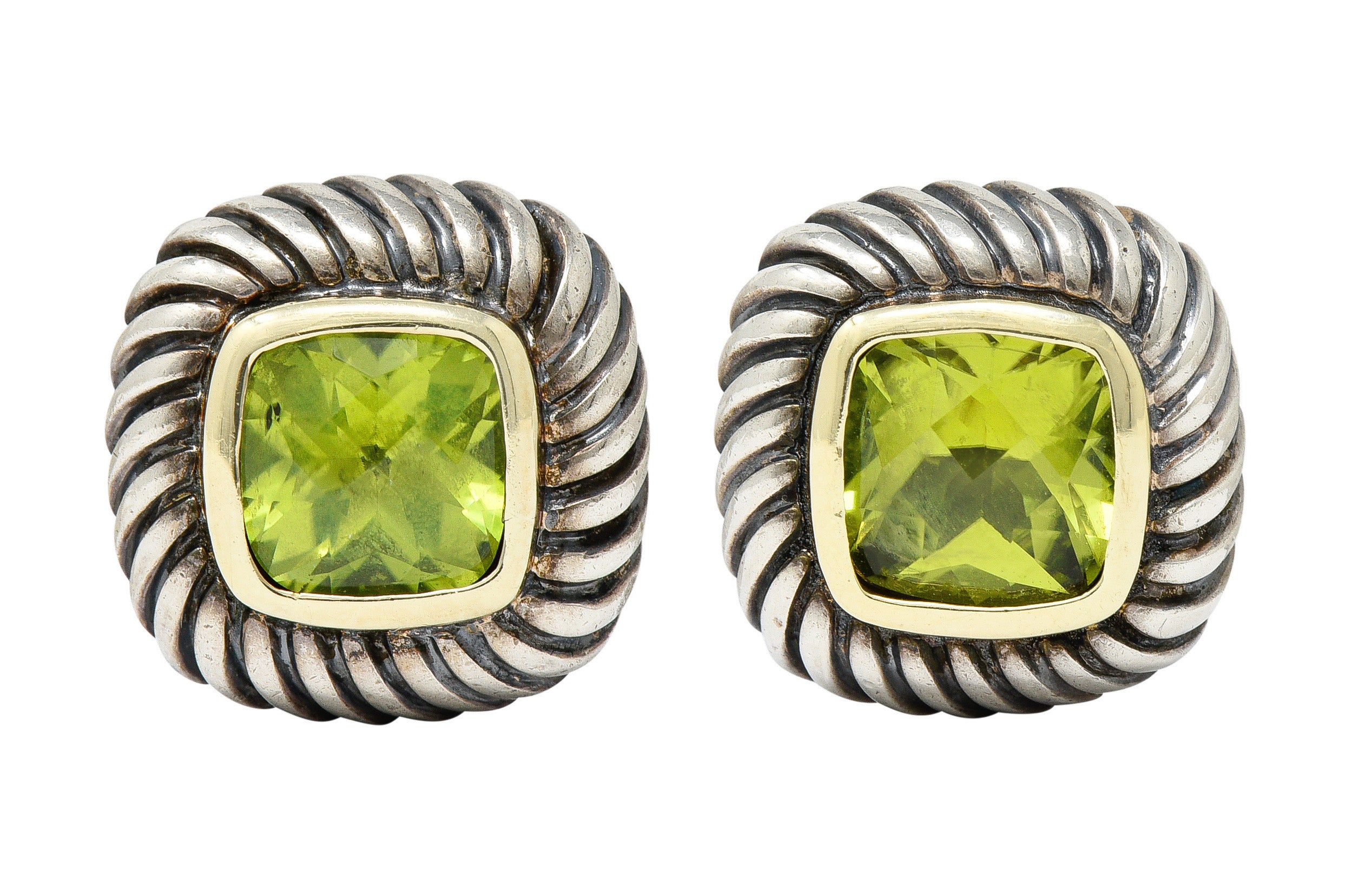 David Yurman Peridot 14 Karat Gold Sterling Silver Albion Stud EarringsEarrings - Wilson's Estate Jewelry