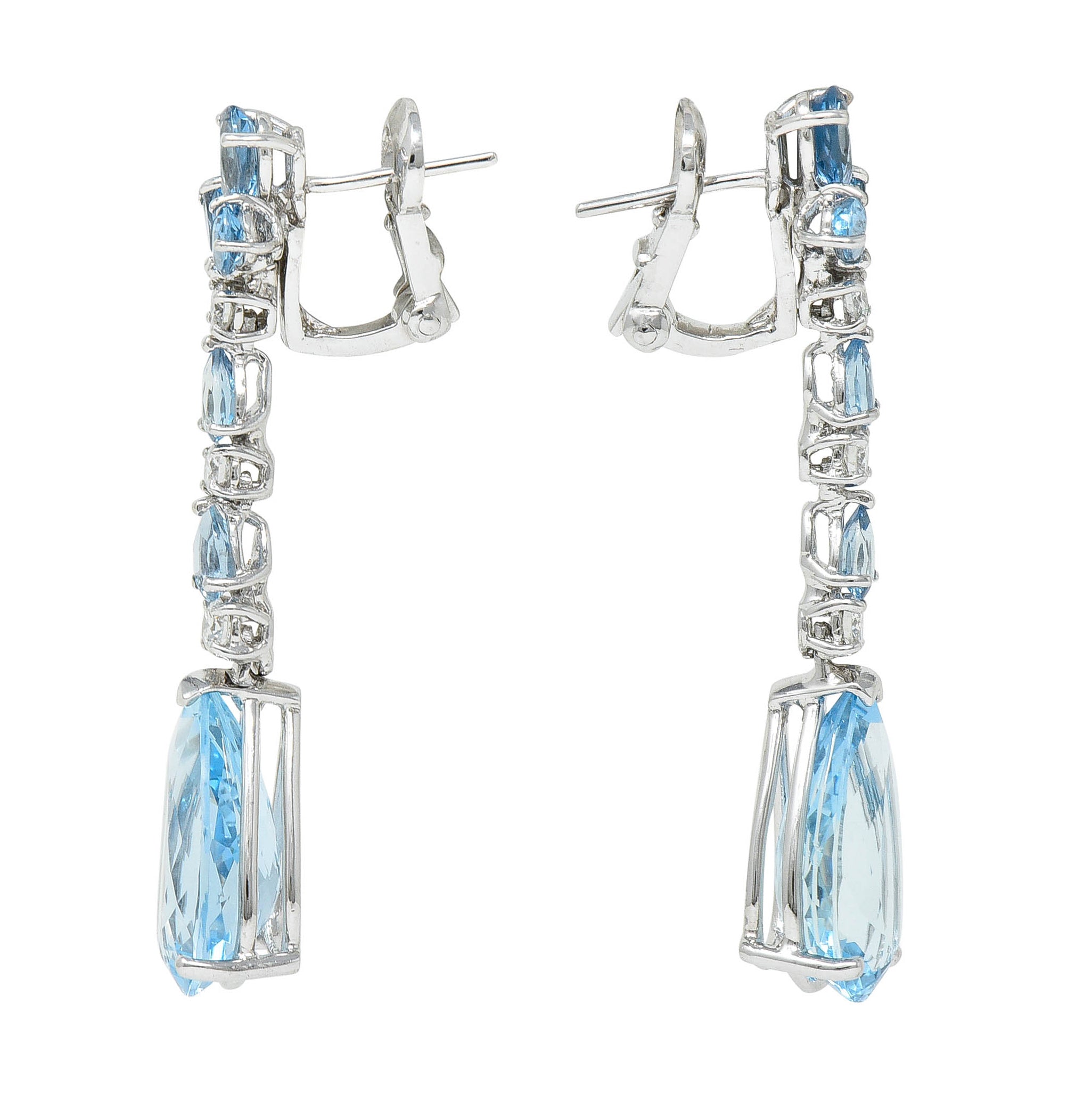 Vintage 13.50 CTW Aquamarine Diamond Platinum Drop EarringsEarrings - Wilson's Estate Jewelry