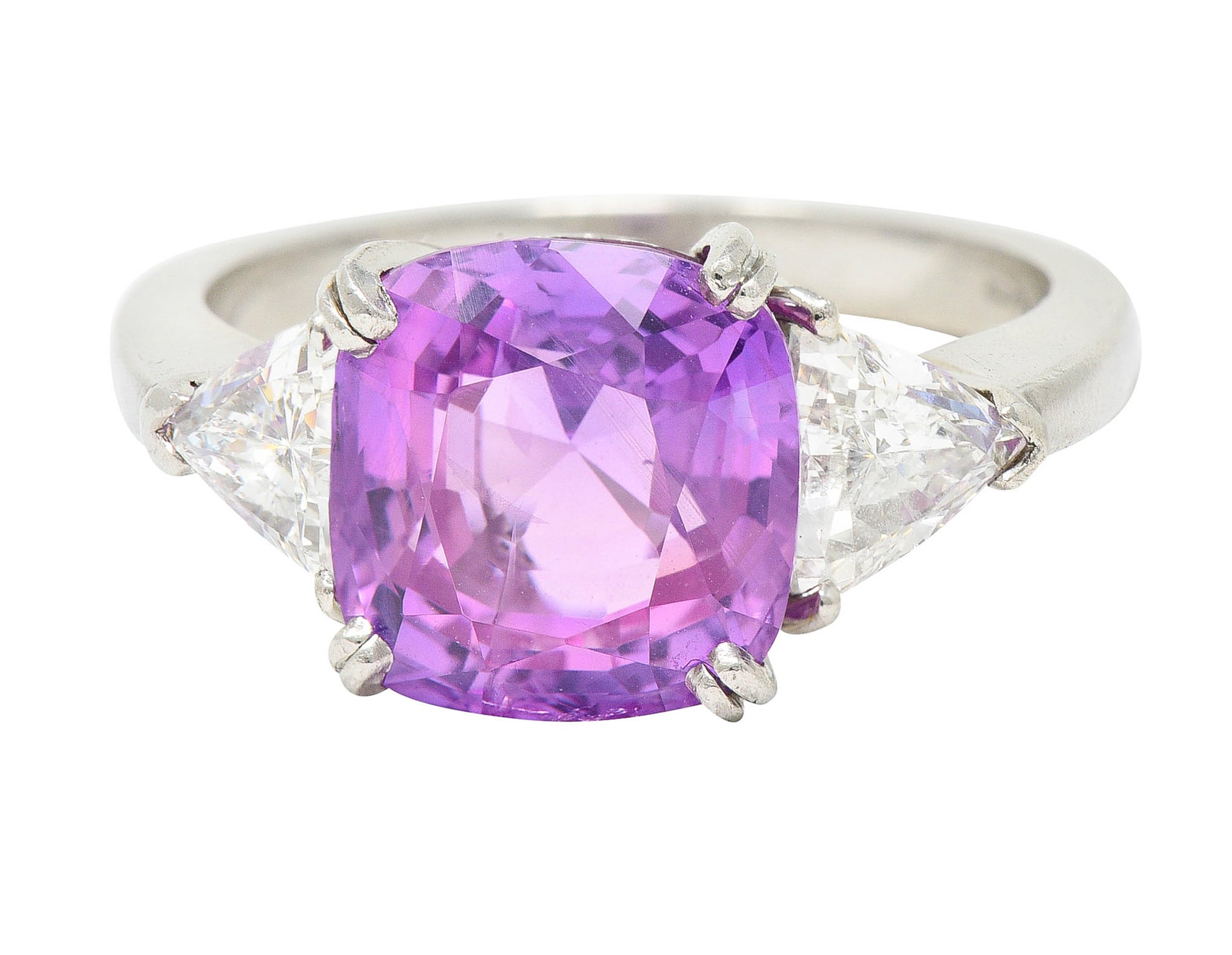 1980's Vintage 6.20 CTW Pink Sapphire Diamond Platinum Three Stone RingRing - Wilson's Estate Jewelry