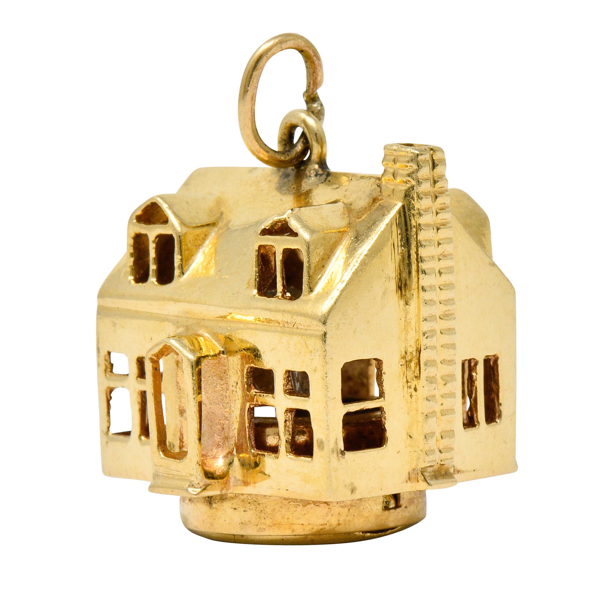 1960's Litacharm Inc. Vintage 14 Karat Gold House Pendant Charmcharm - Wilson's Estate Jewelry