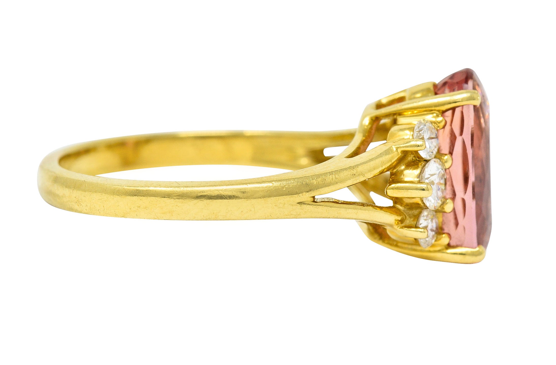 Vintage 2.95 CTW Imperial Topaz Diamond 18 Karat Gold Gemstone RingRing - Wilson's Estate Jewelry