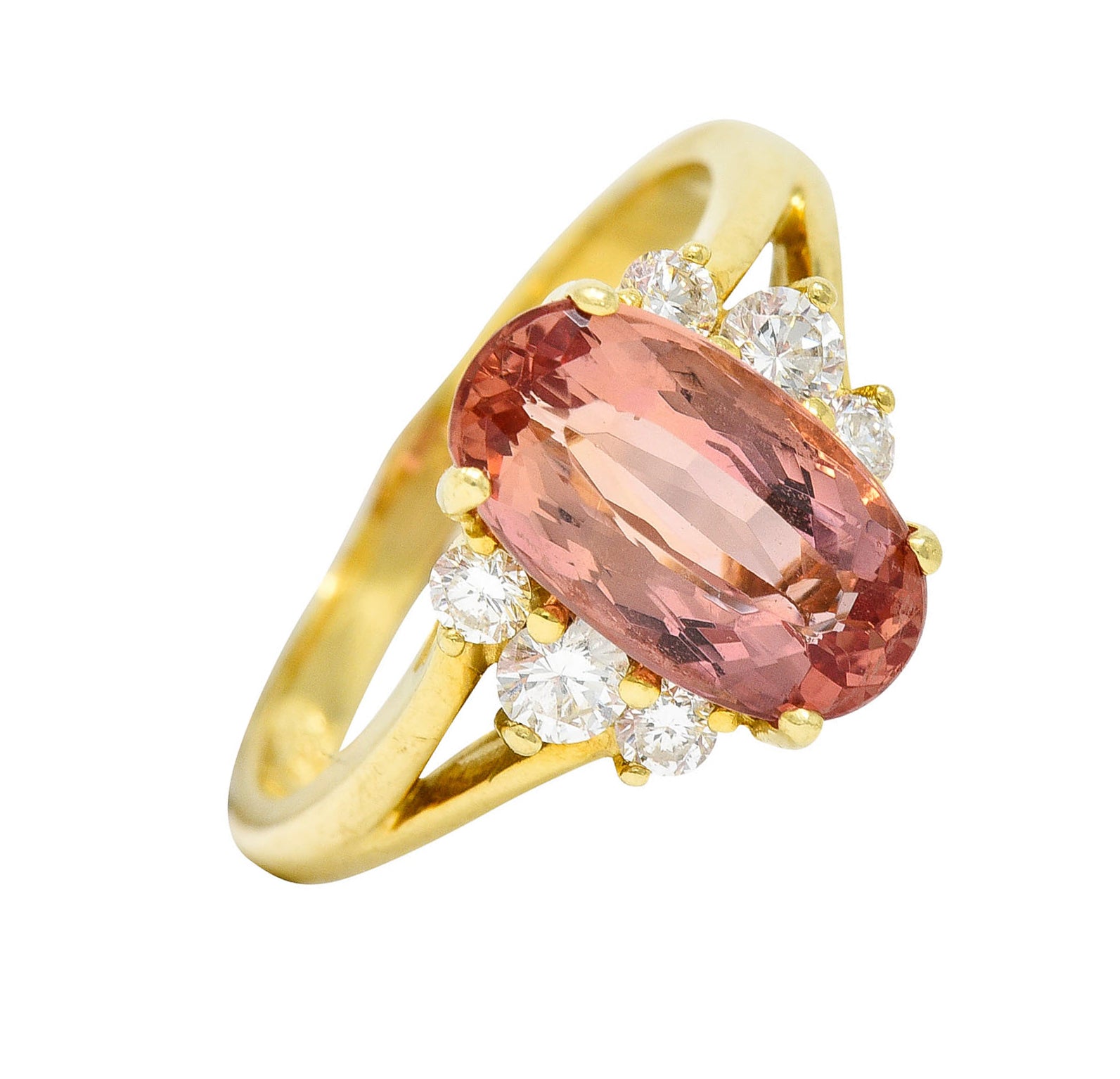 Vintage 2.95 CTW Imperial Topaz Diamond 18 Karat Gold Gemstone RingRing - Wilson's Estate Jewelry