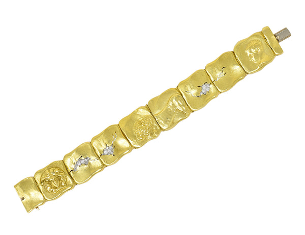SeidenGang Pave Diamond 18 Karat Gold Platinum Odyssey Link Braceletbracelet - Wilson's Estate Jewelry