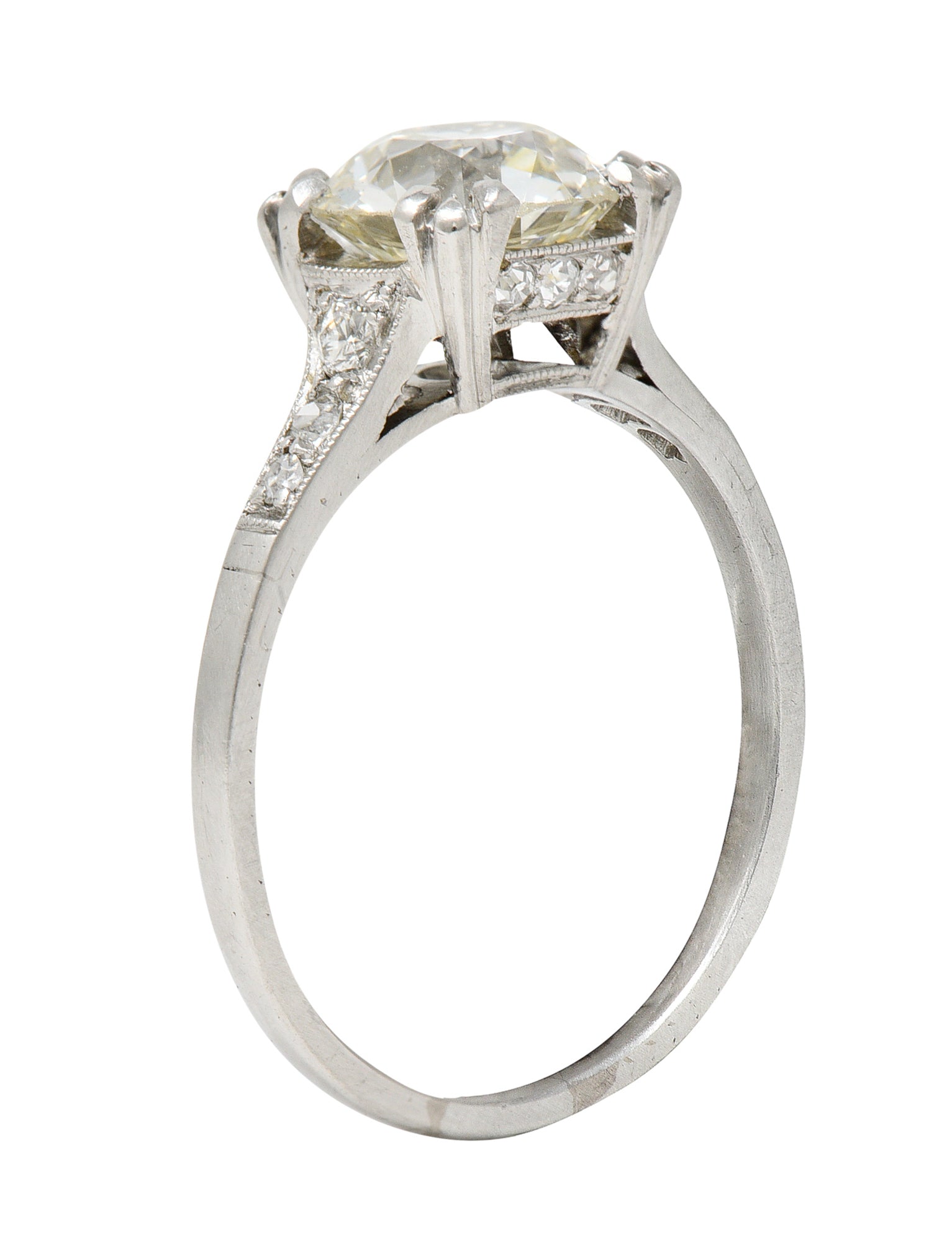 Art Deco 1.96 CTW Old European Cut Diamond Platinum Engagement Ring GIA Wilson's Estate Jewelry