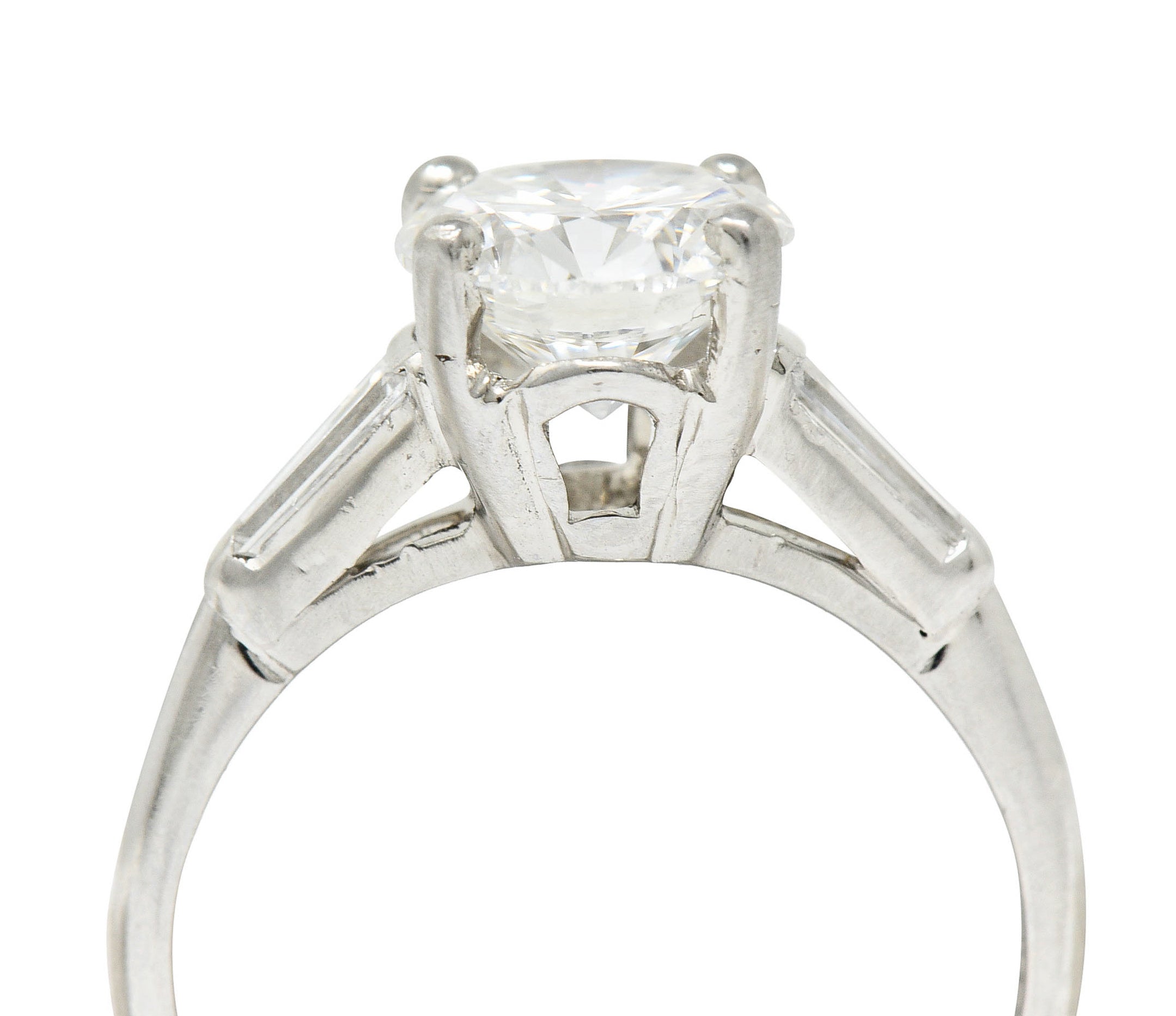 1950's J.E. Caldwell 1.81 CTW Diamond Platinum Three Stone Engagement RingRing - Wilson's Estate Jewelry