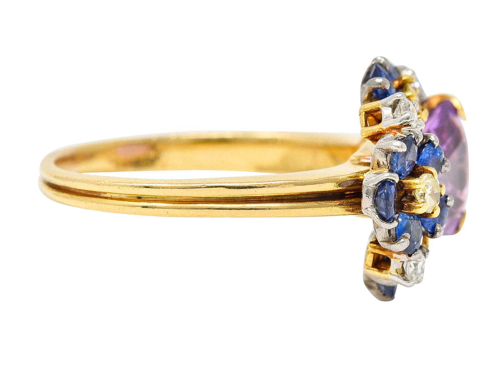 Oscar Heyman 4.24 CTW Lavender Sapphire Diamond Sapphire 18 Karat Gold Cluster RingRing - Wilson's Estate Jewelry