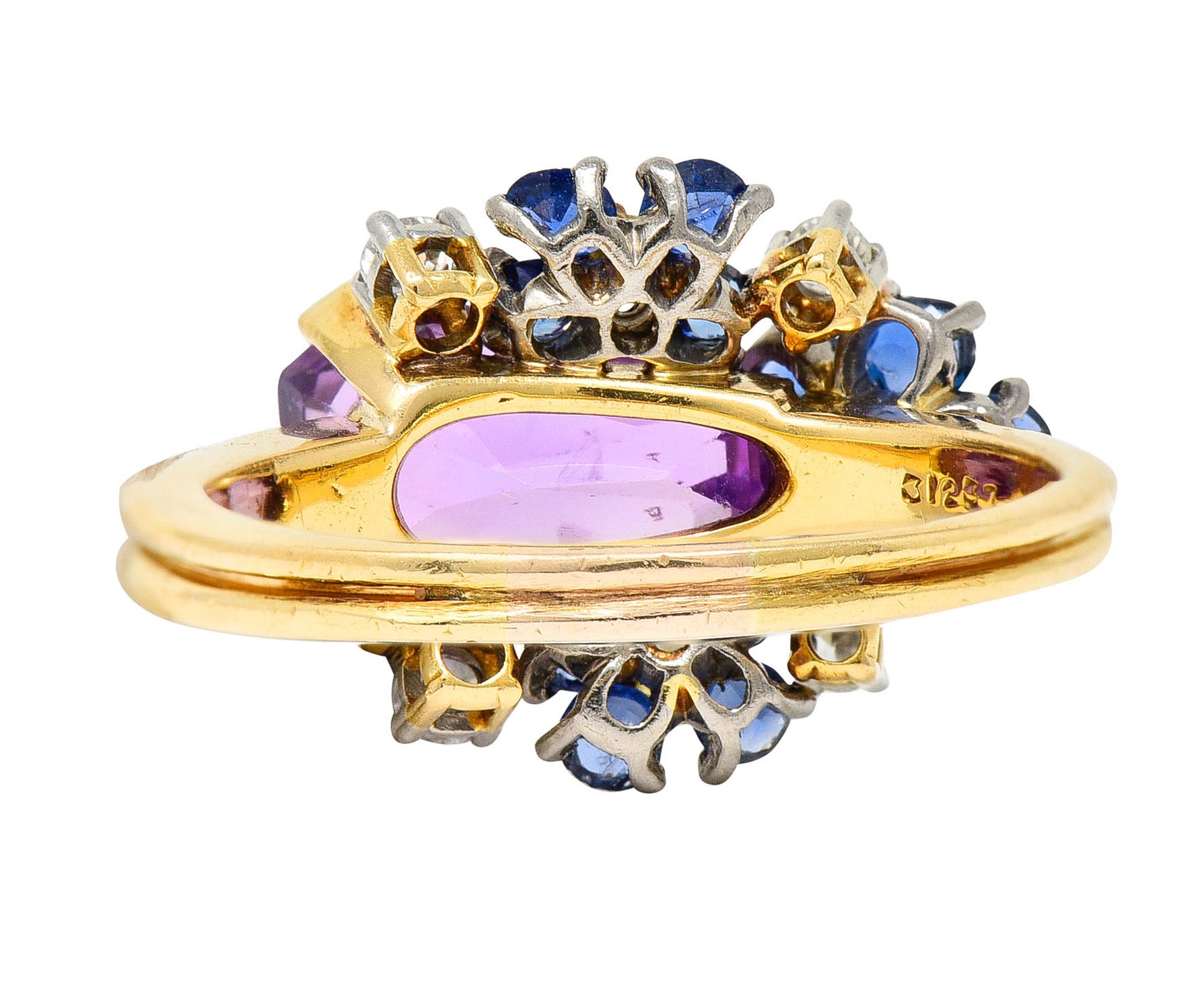 Oscar Heyman 4.24 CTW Lavender Sapphire Diamond Sapphire 18 Karat Gold Cluster RingRing - Wilson's Estate Jewelry