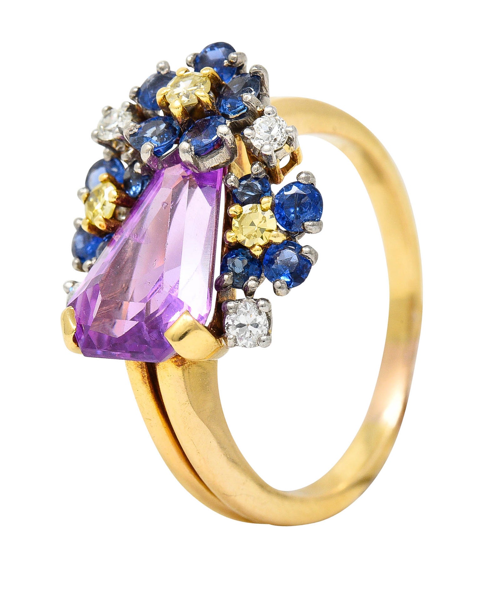 Oscar Heyman 4.24 CTW Lavender Sapphire Diamond Sapphire 18 Karat Gold Cluster RingRing - Wilson's Estate Jewelry