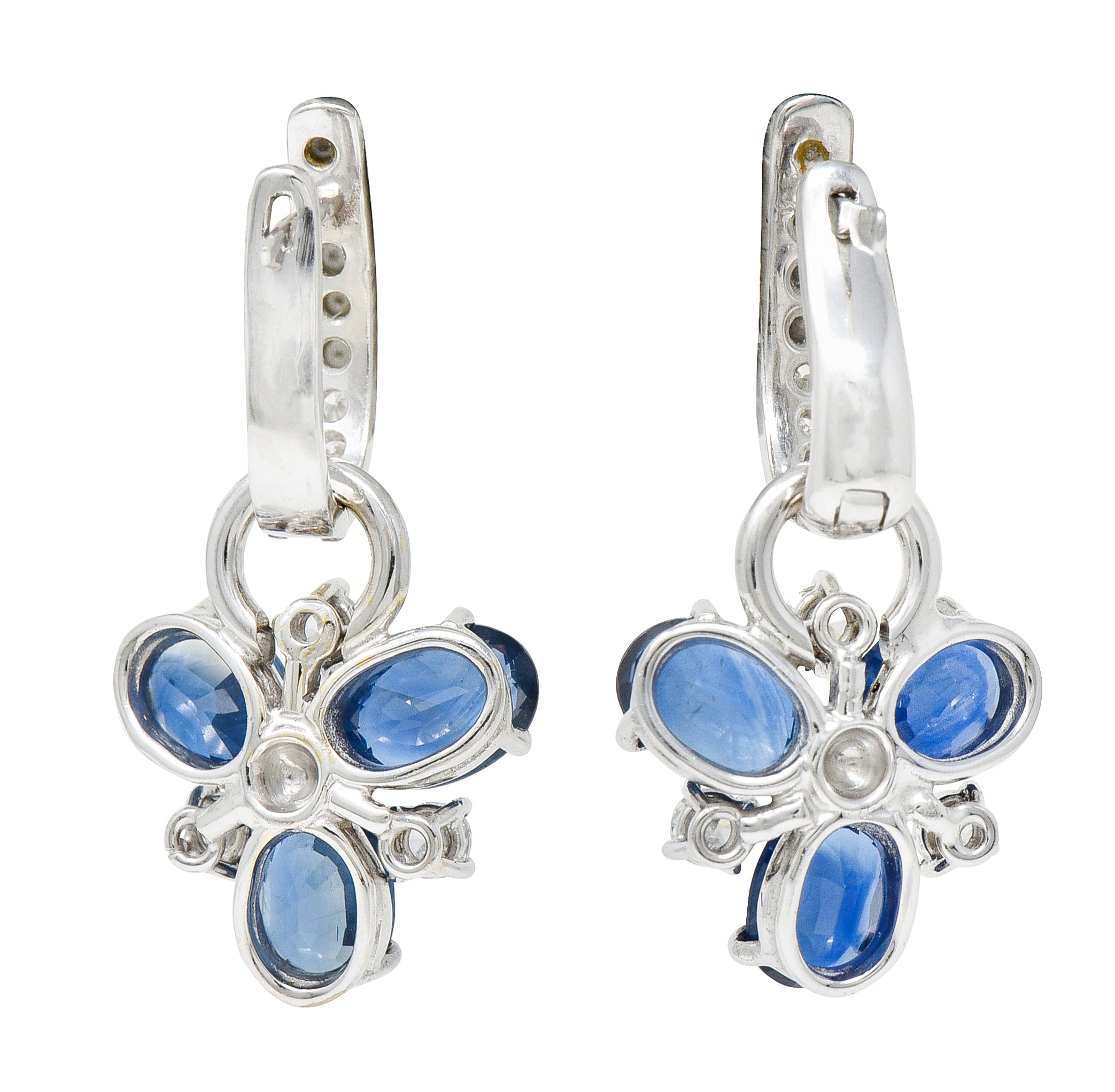 Contemporary 5.70 CTW Sapphire Diamond 18 Karat White Gold Convertible Earrings Wilson's Estate Jewelry