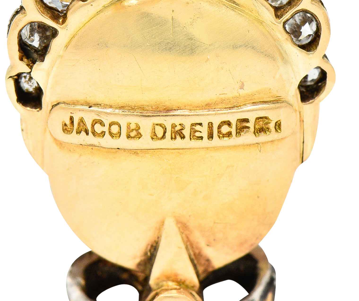 Dreicer & Co. Edwardian Diamond Carved Moonstone Platinum-Topped Baby Pendant Wilson's Estate Jewelry