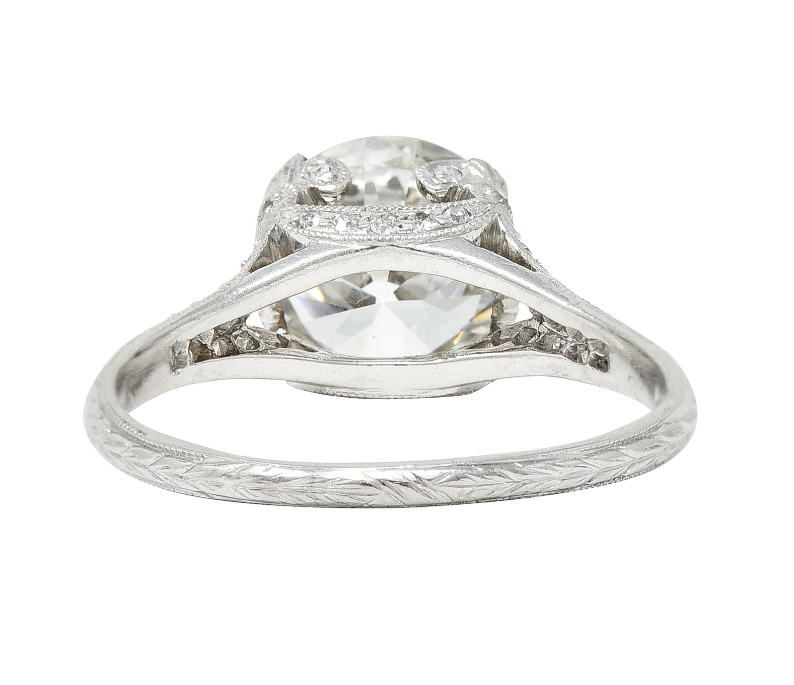 Art Deco 2.35 CTW Diamond Platinum Fleur-De-Lis Engagement Ring GIA Wilson's Estate Jewelry