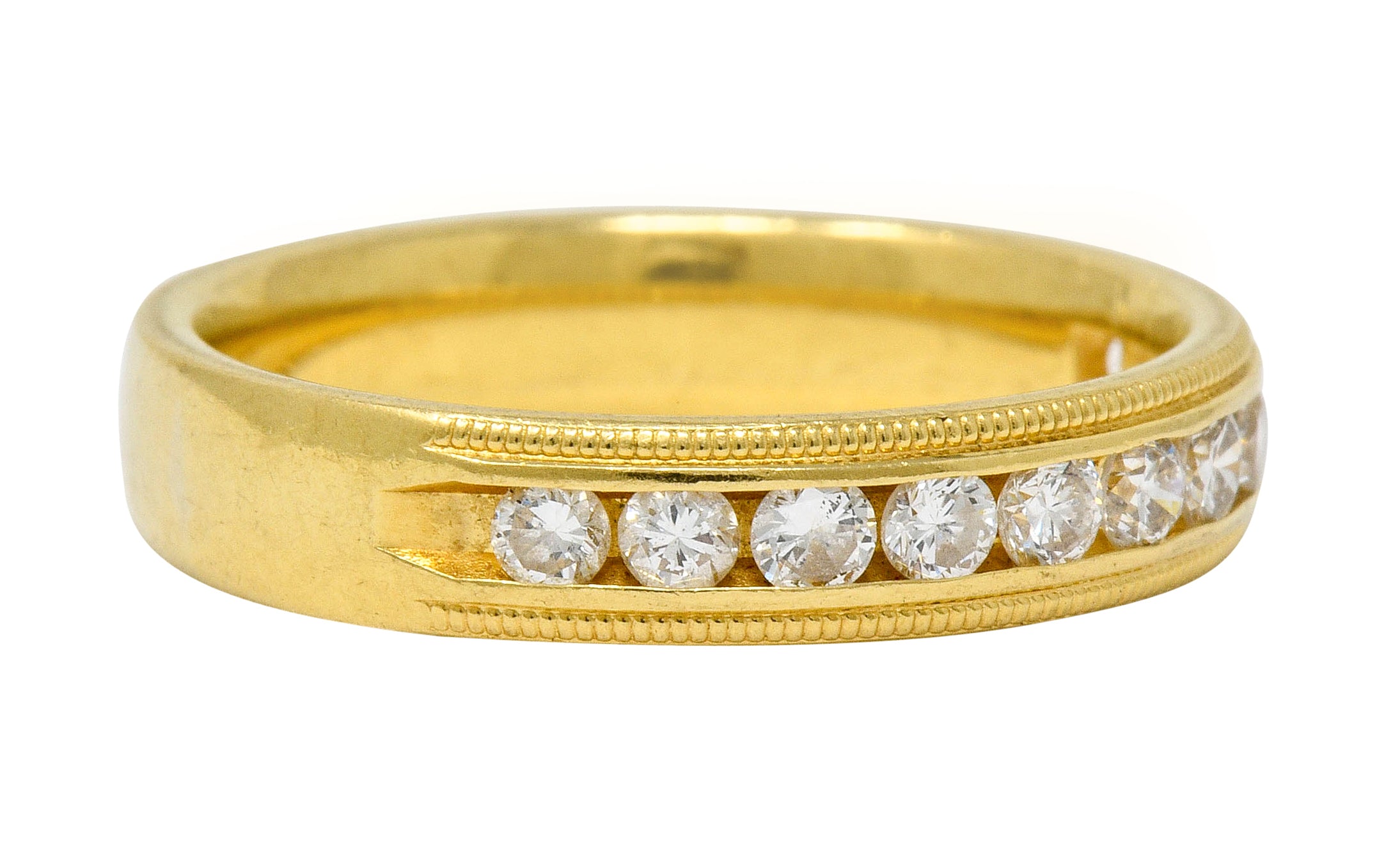 Contemporary Diamond 18 Karat Gold Wedding Anniversary Band Ring - Wilson's Estate Jewelry