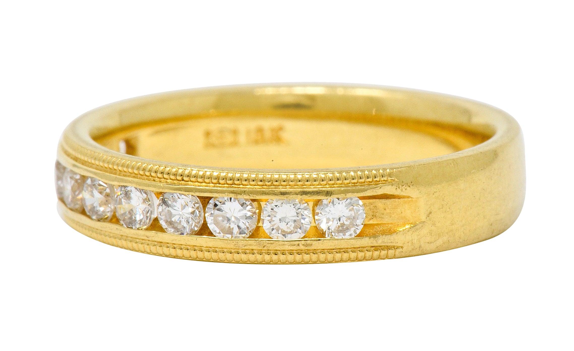 Contemporary Diamond 18 Karat Gold Wedding Anniversary Band Ring - Wilson's Estate Jewelry