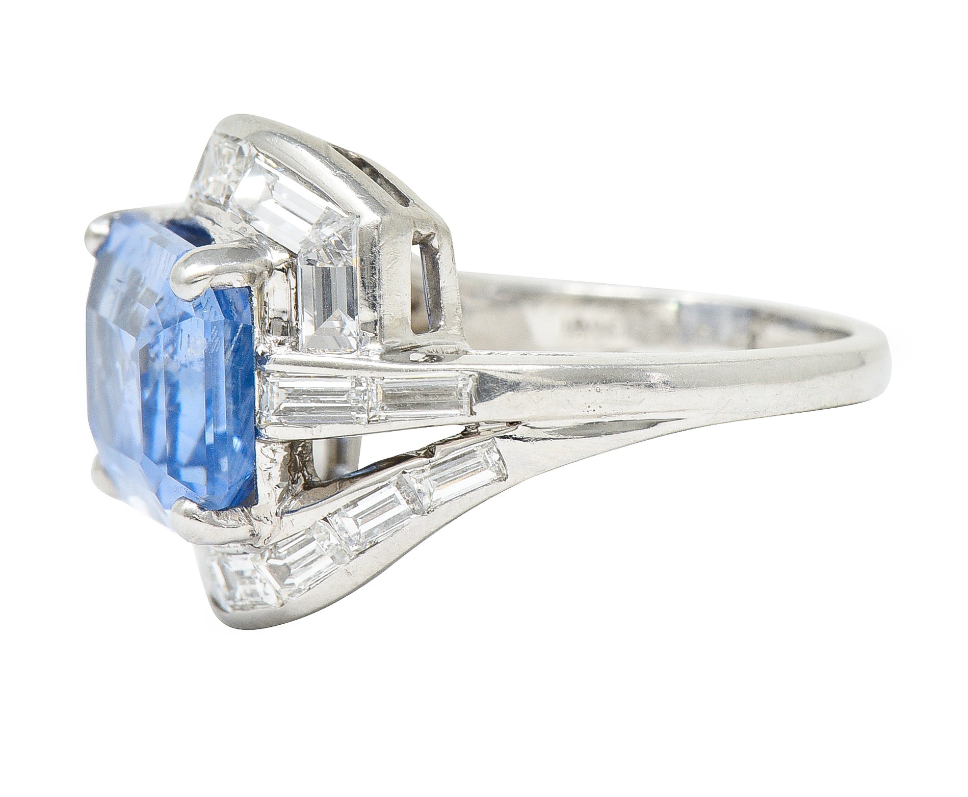 Mid-Century 8.80 CTW Sapphire Diamond Platinum Cocktail Ring Wilson's Estate Jewelry