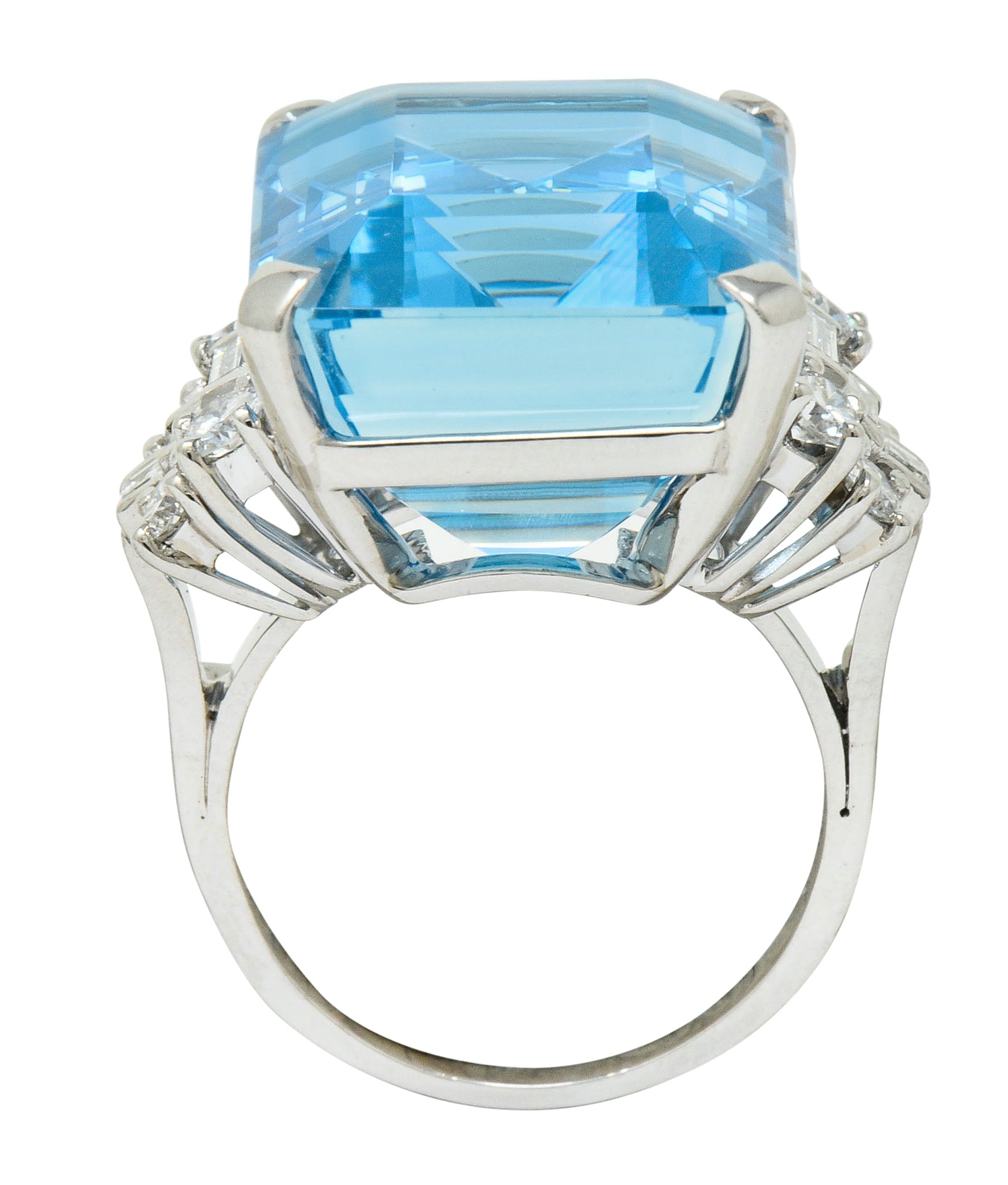 Tiffany & Co. Retro 29.30 CTW Aquamarine Diamond Platinum Statement Ring - Wilson's Estate Jewelry