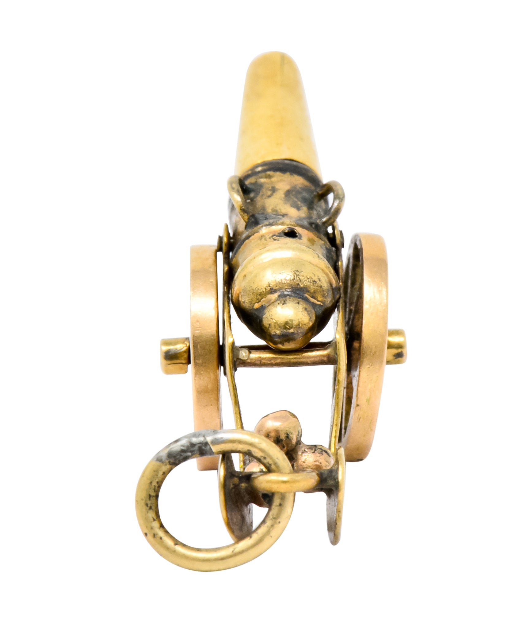 Victorian Articulated 14 Karat Gold Civil War Cannon Charm - Wilson's Estate Jewelry