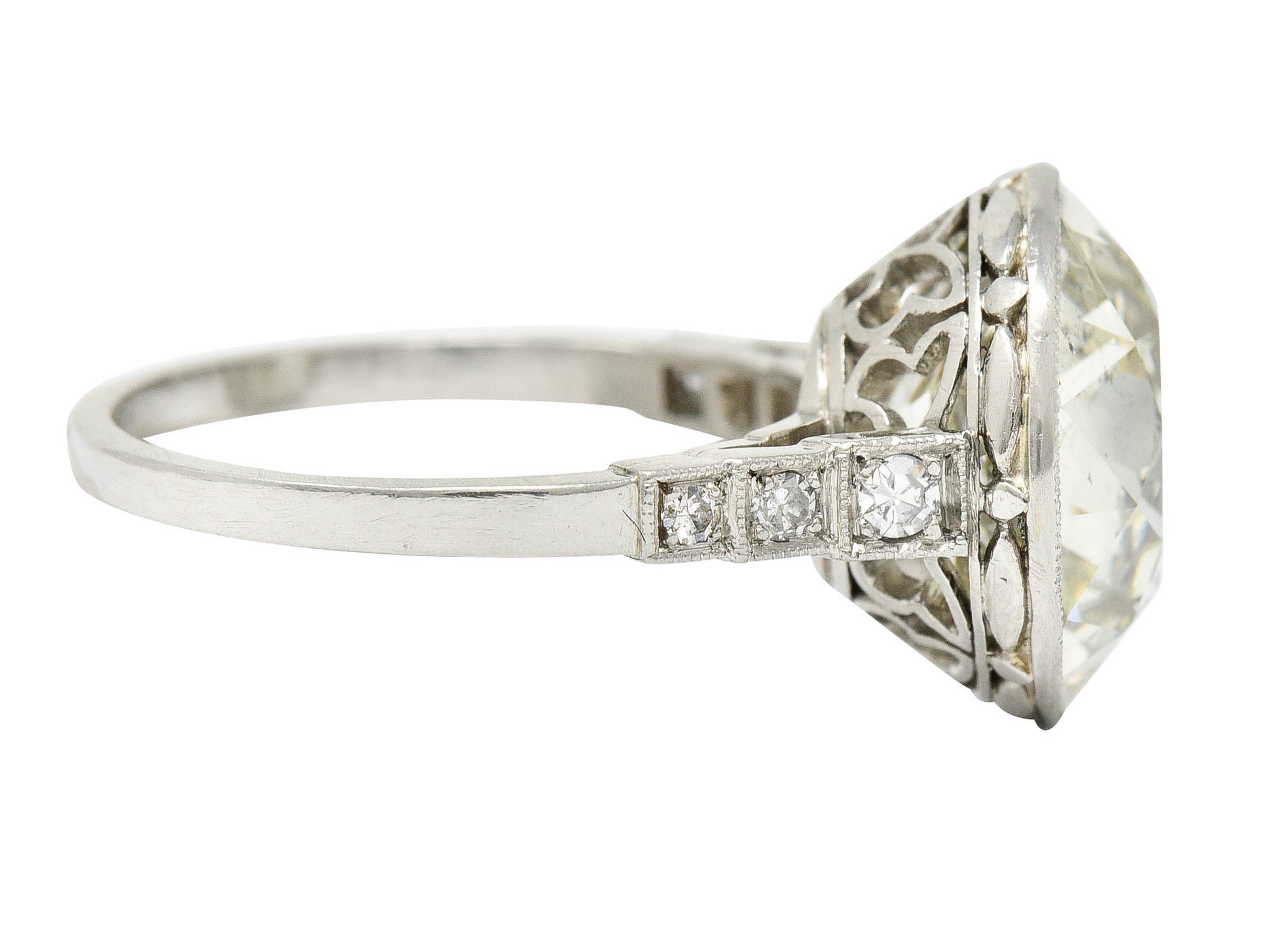 Art Deco 7.21 CTW Old European Diamond Platinum Butterfly Engagement RingRing - Wilson's Estate Jewelry