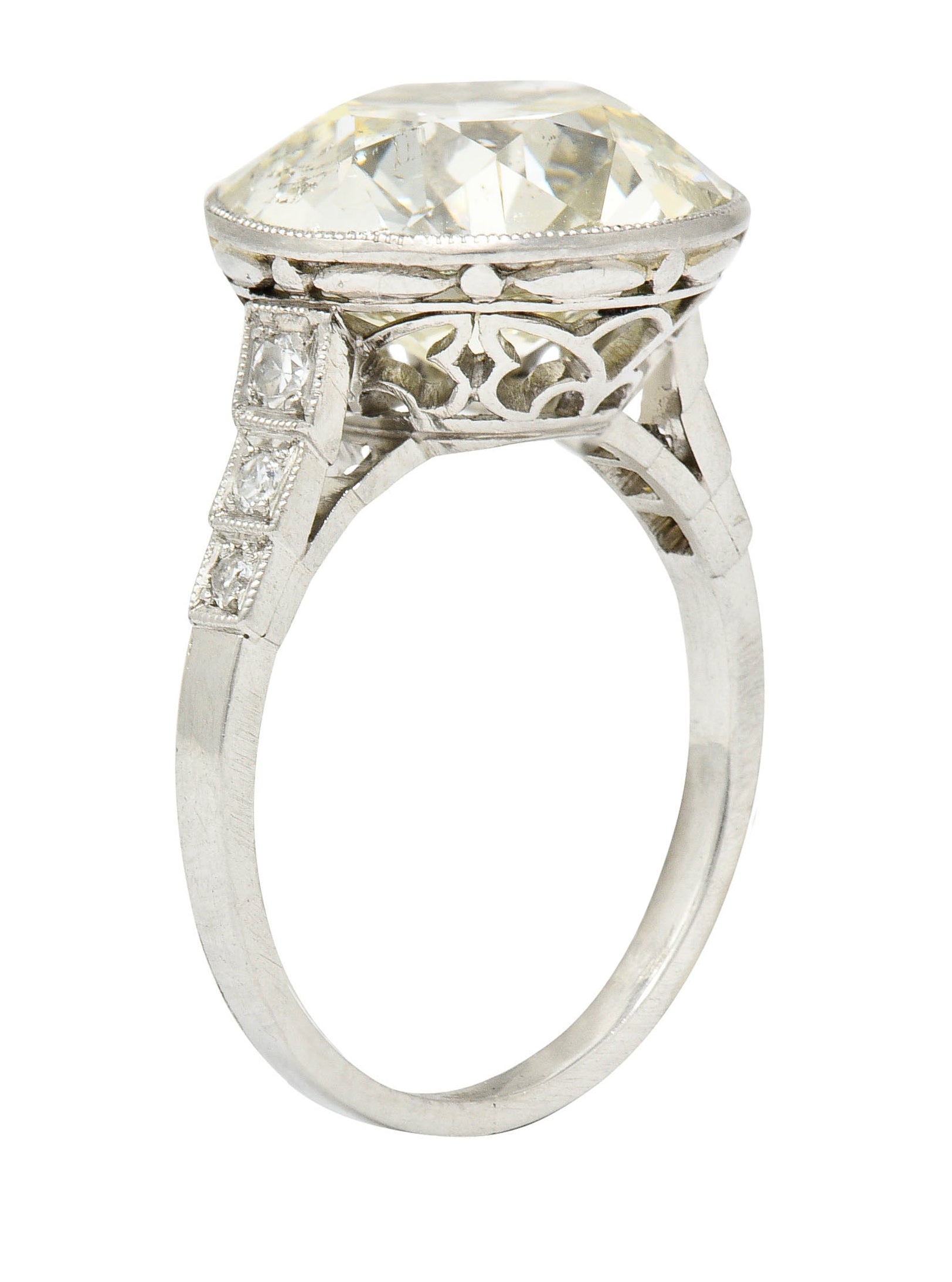 Art Deco 7.21 CTW Old European Diamond Platinum Butterfly Engagement RingRing - Wilson's Estate Jewelry