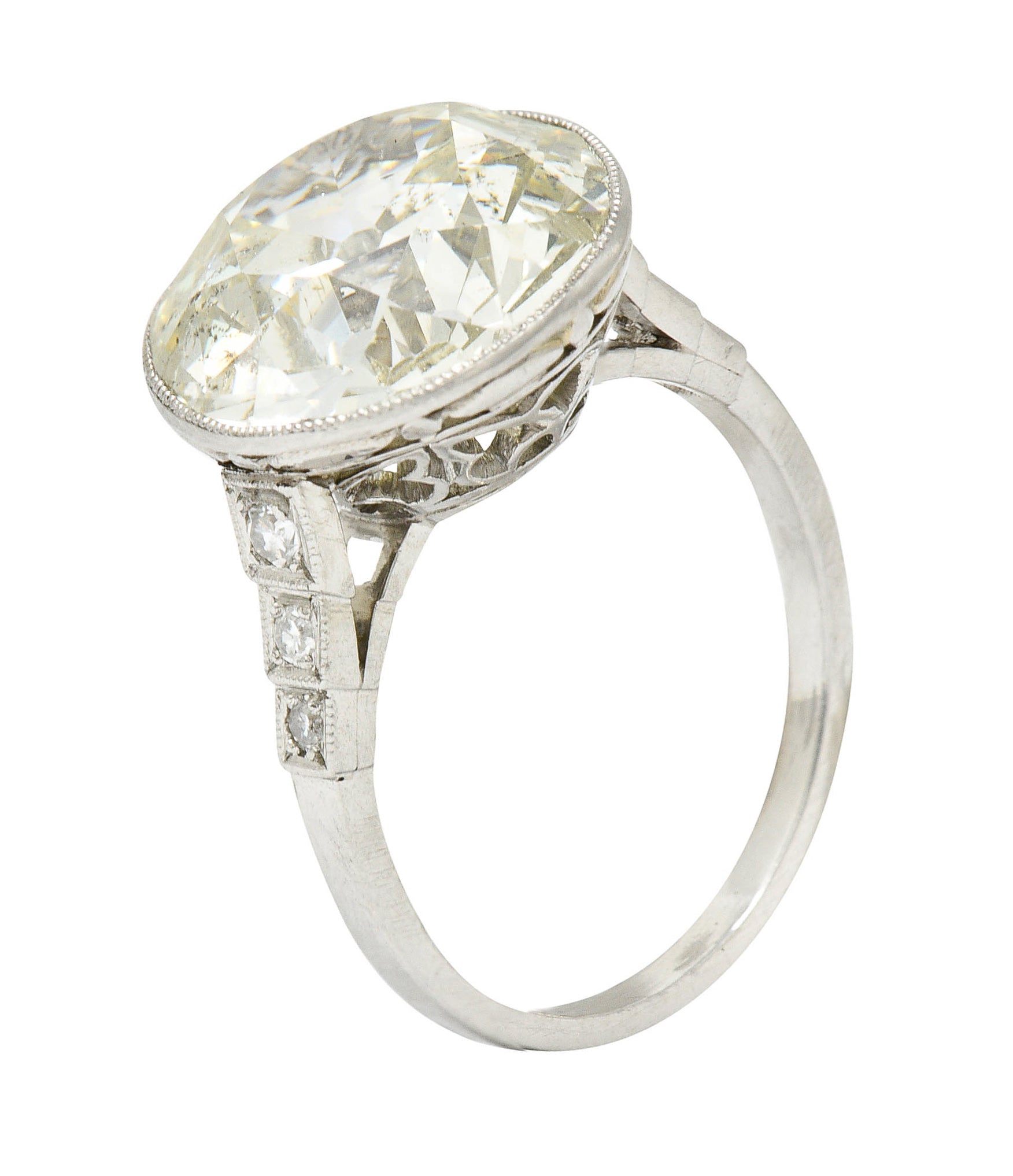 Art Deco 7.21 CTW Old European Diamond Platinum Butterfly Engagement RingRing - Wilson's Estate Jewelry