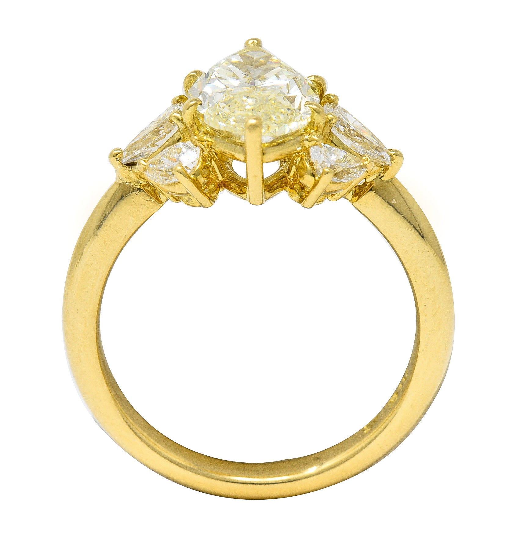 Contemporary 3.00 CTW Fancy Yellow Marquise Cut Diamond 18 Karat Yellow Gold Cluster Engagement Ring Wilson's Estate Jewelry