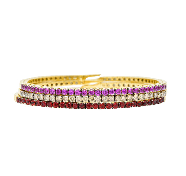 Valente 5.10 CTW Diamond Fancy Sapphire 18 Karat Gold Italian Cuff Braceletsbracelet - Wilson's Estate Jewelry