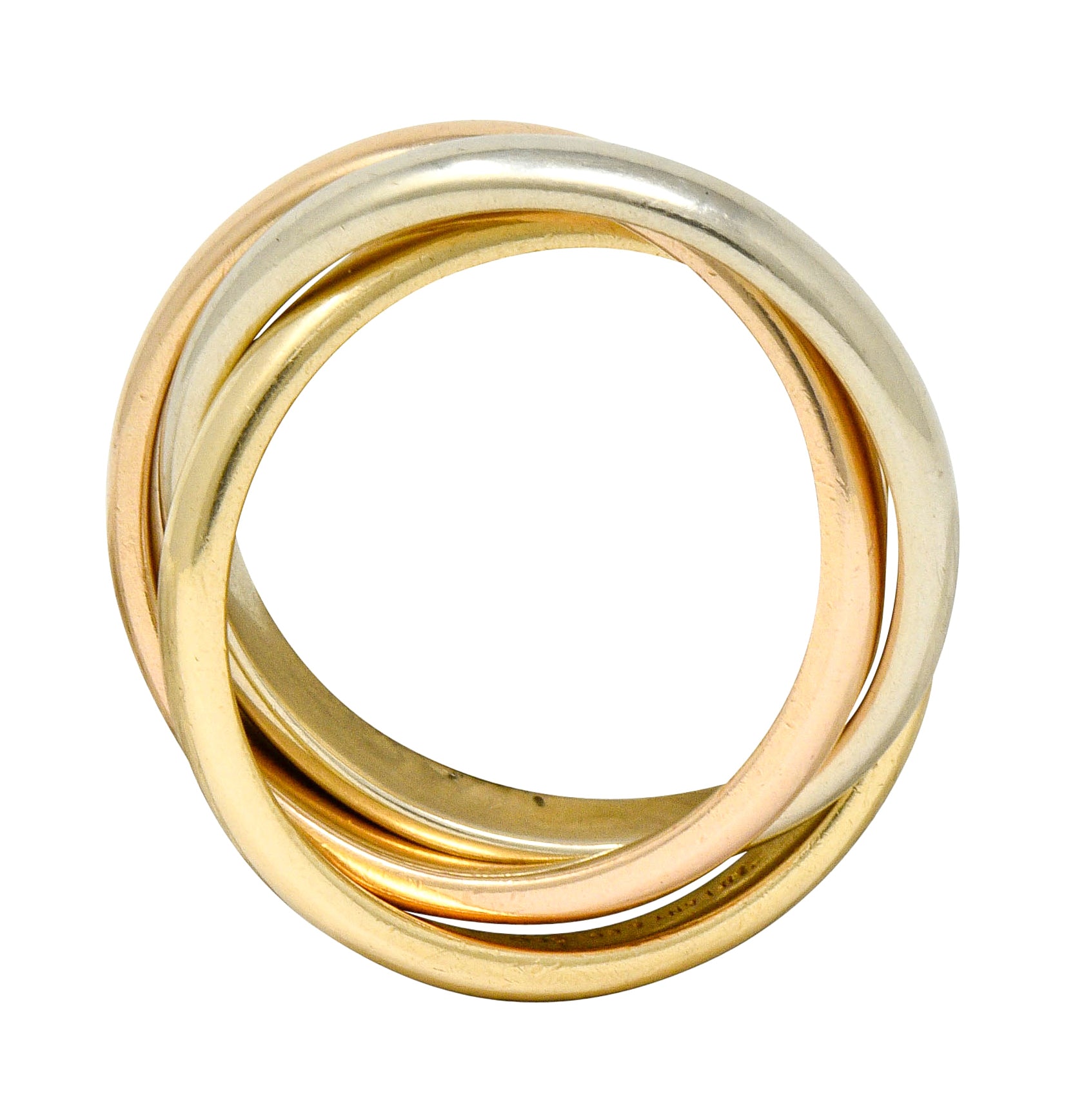 Tiffany & Co. Vintage 14 Karat Tri-Colored Gold Paloma's Melody Rolling Band Ring - Wilson's Estate Jewelry