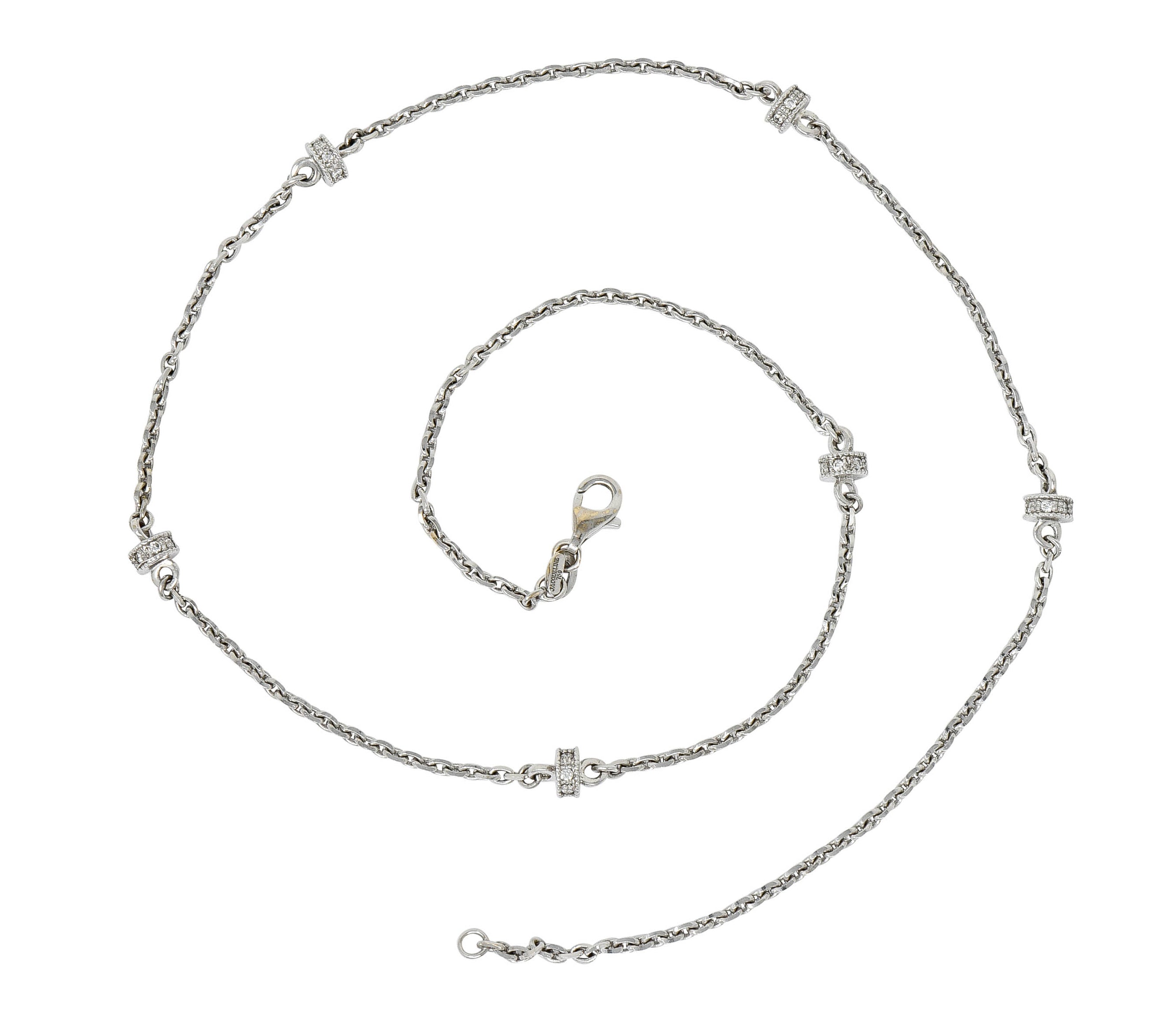 Chic Diamond 18 Karat White Gold Rondelle Station Cable Chain NecklaceNecklace - Wilson's Estate Jewelry