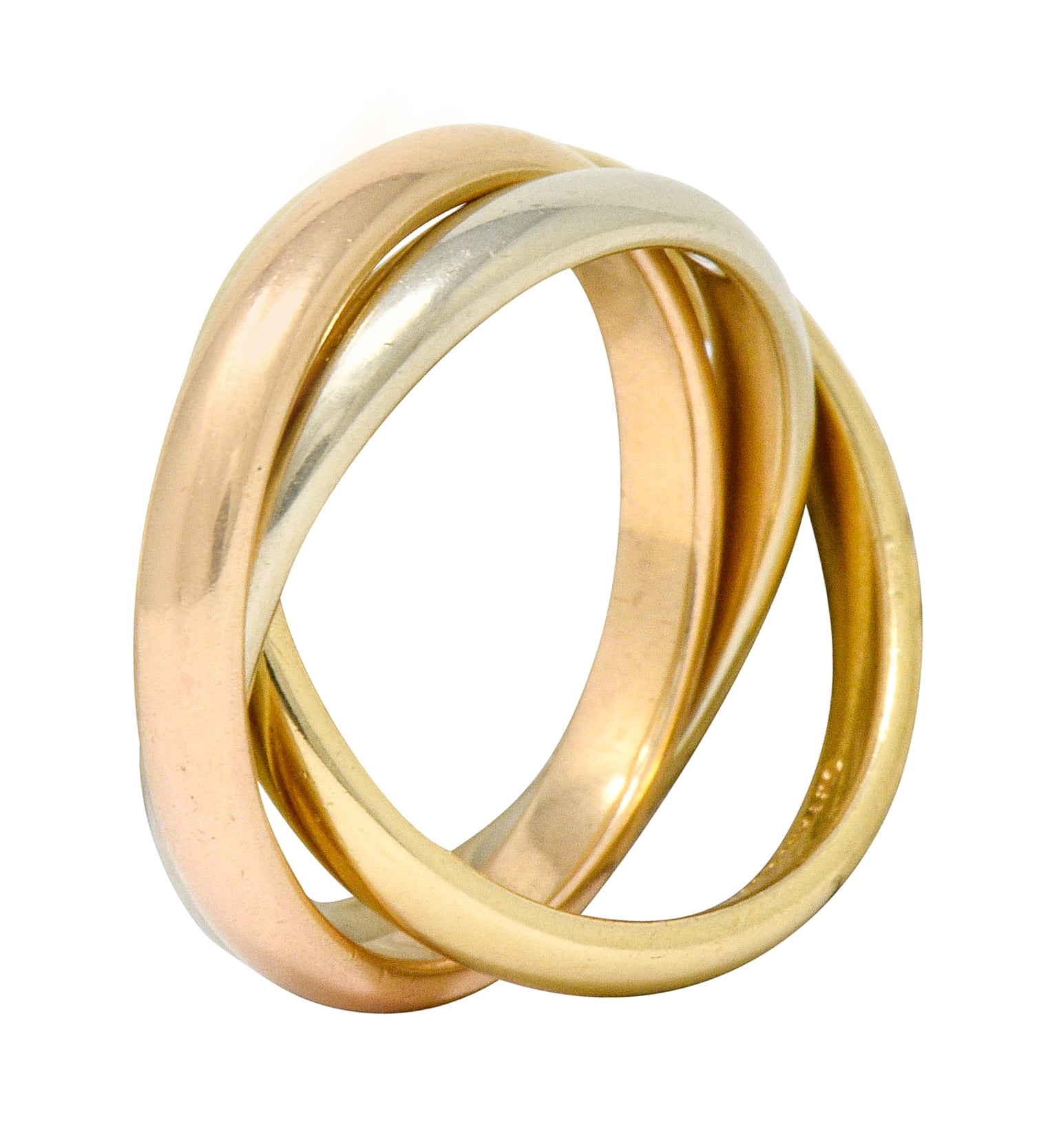 Tiffany & Co. Vintage 14 Karat Tri-Colored Gold Paloma's Melody Rolling Band Ring - Wilson's Estate Jewelry