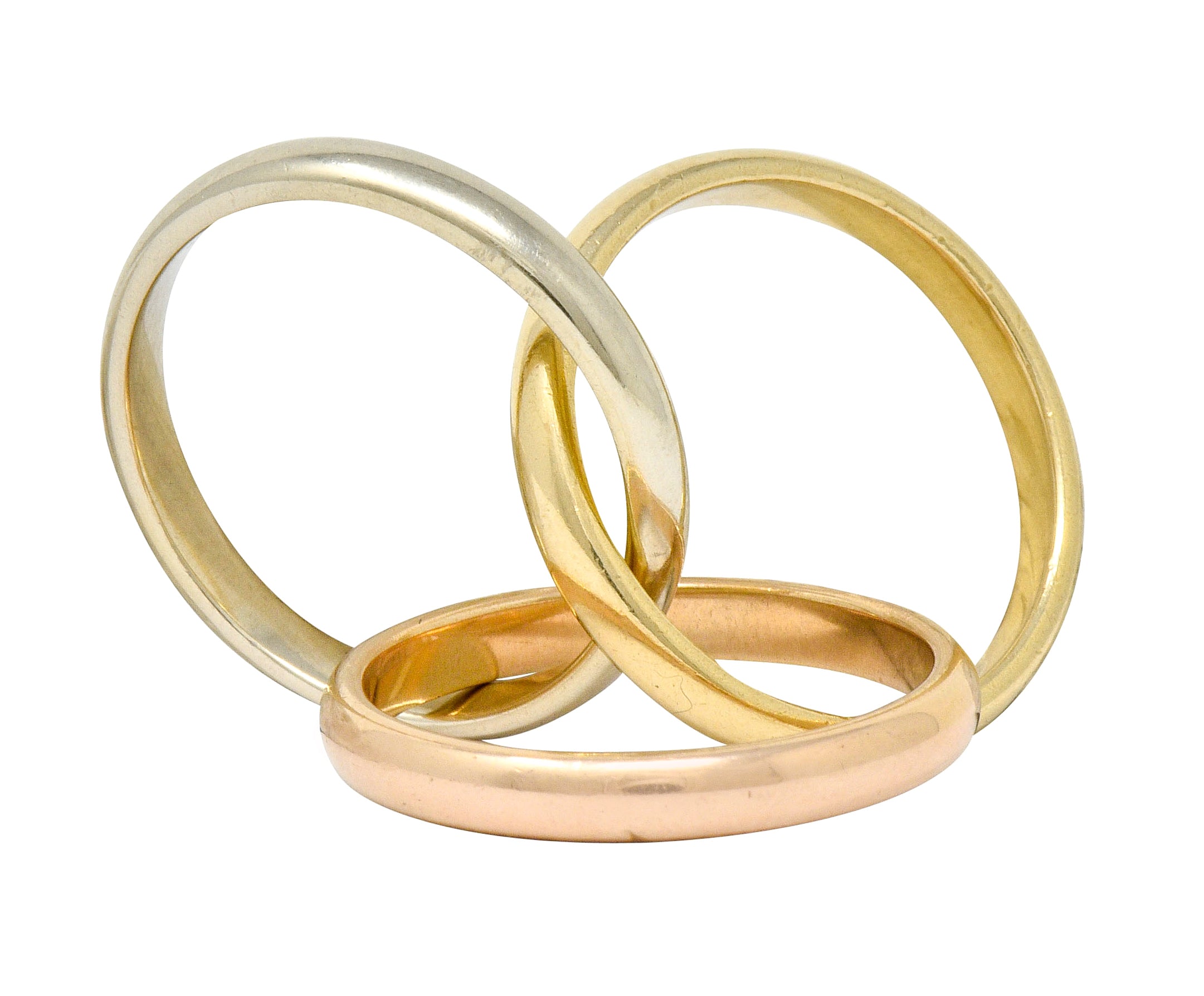 Tiffany & Co. Vintage 14 Karat Tri-Colored Gold Paloma's Melody Rolling Band Ring - Wilson's Estate Jewelry