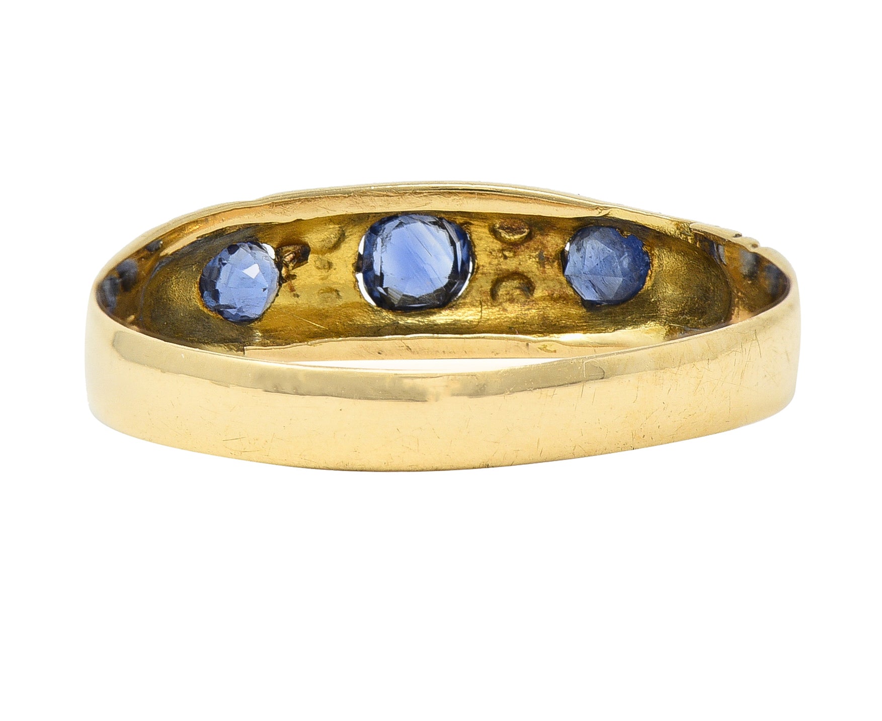 Victorian 0.40 CTW Sapphire Diamond 18 Karat Yellow Gold Antique Band Ring