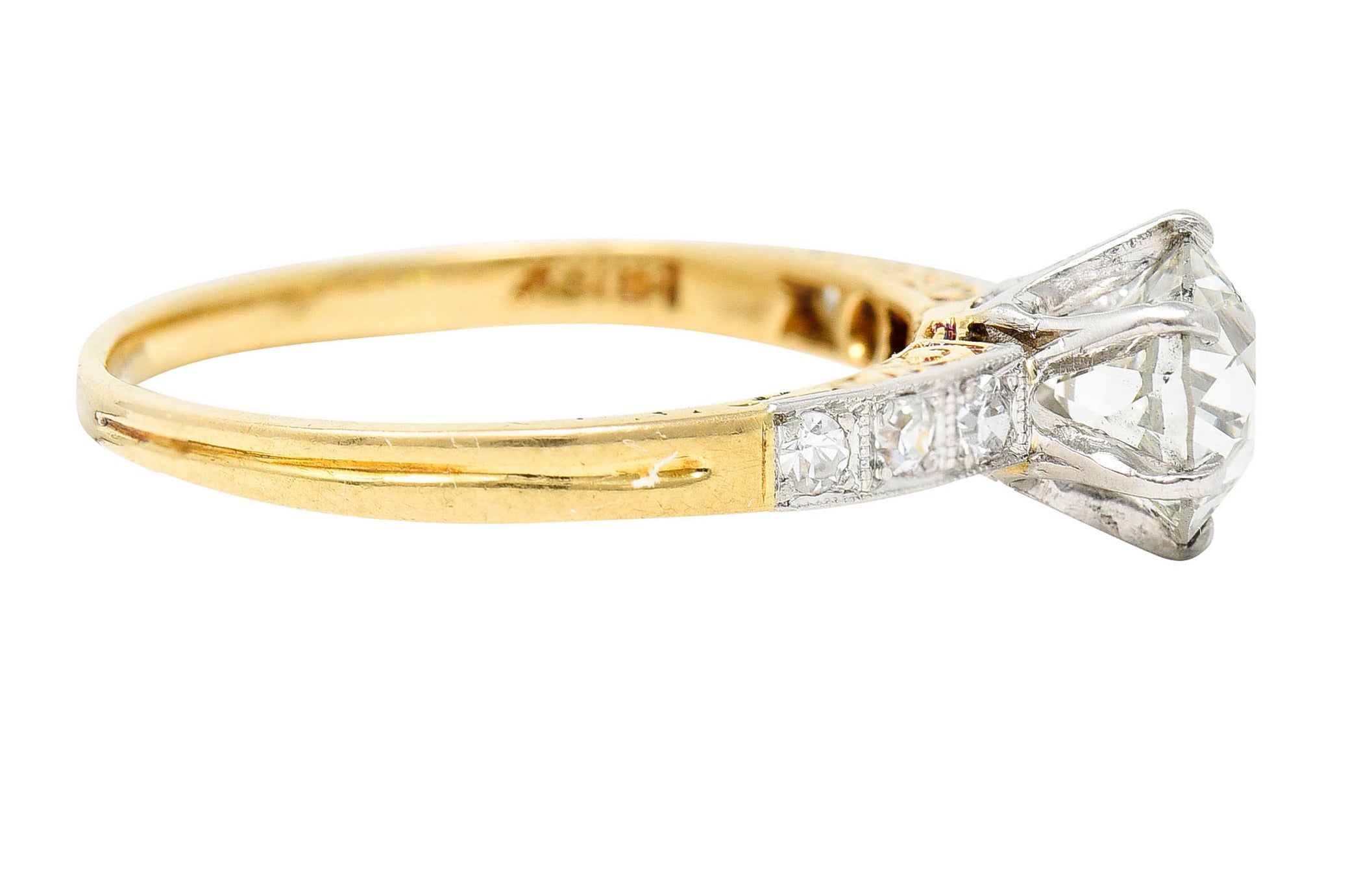 Early Art Deco 0.95 CTW Diamond Platinum-Topped 18 Karat Gold Engagement RingRing - Wilson's Estate Jewelry