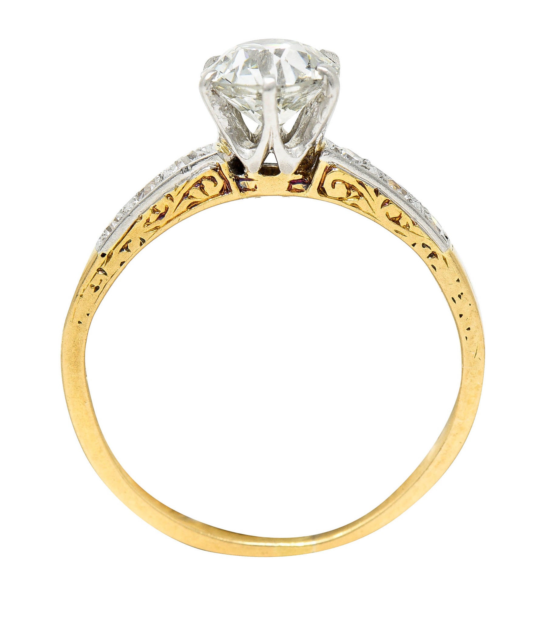 Early Art Deco 0.95 CTW Diamond Platinum-Topped 18 Karat Gold Engagement RingRing - Wilson's Estate Jewelry