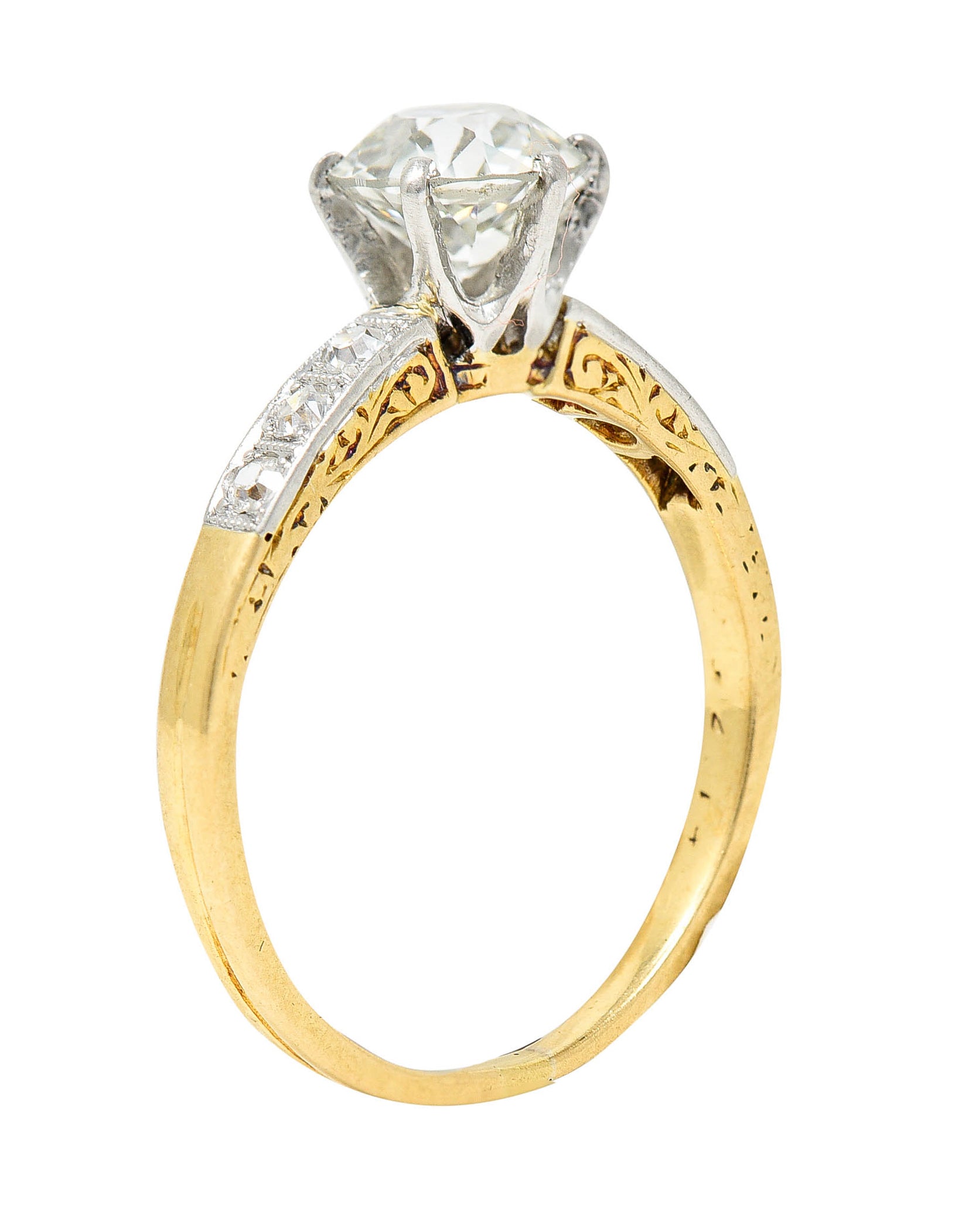 Early Art Deco 0.95 CTW Diamond Platinum-Topped 18 Karat Gold Engagement RingRing - Wilson's Estate Jewelry