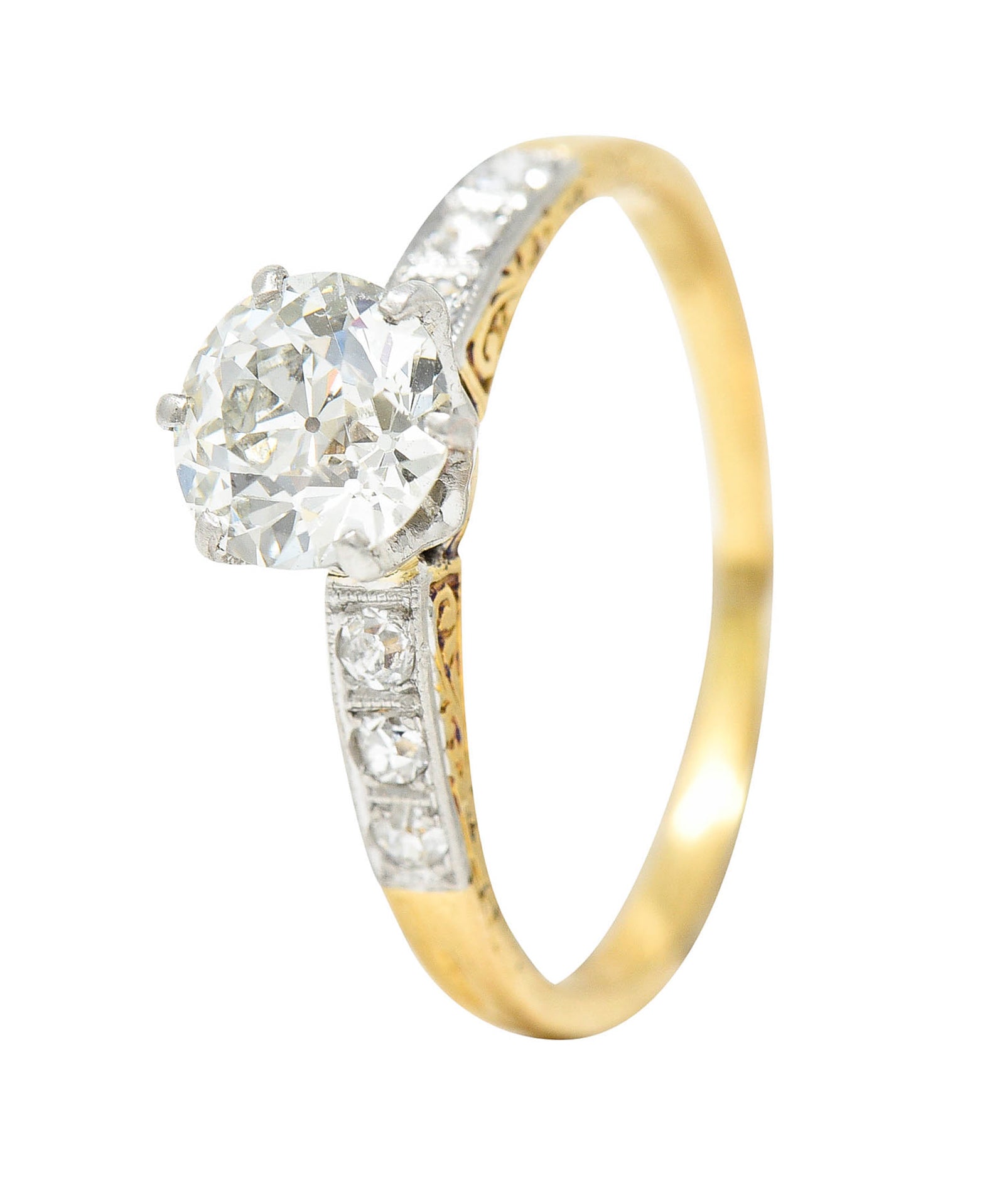 Early Art Deco 0.95 CTW Diamond Platinum-Topped 18 Karat Gold Engagement RingRing - Wilson's Estate Jewelry