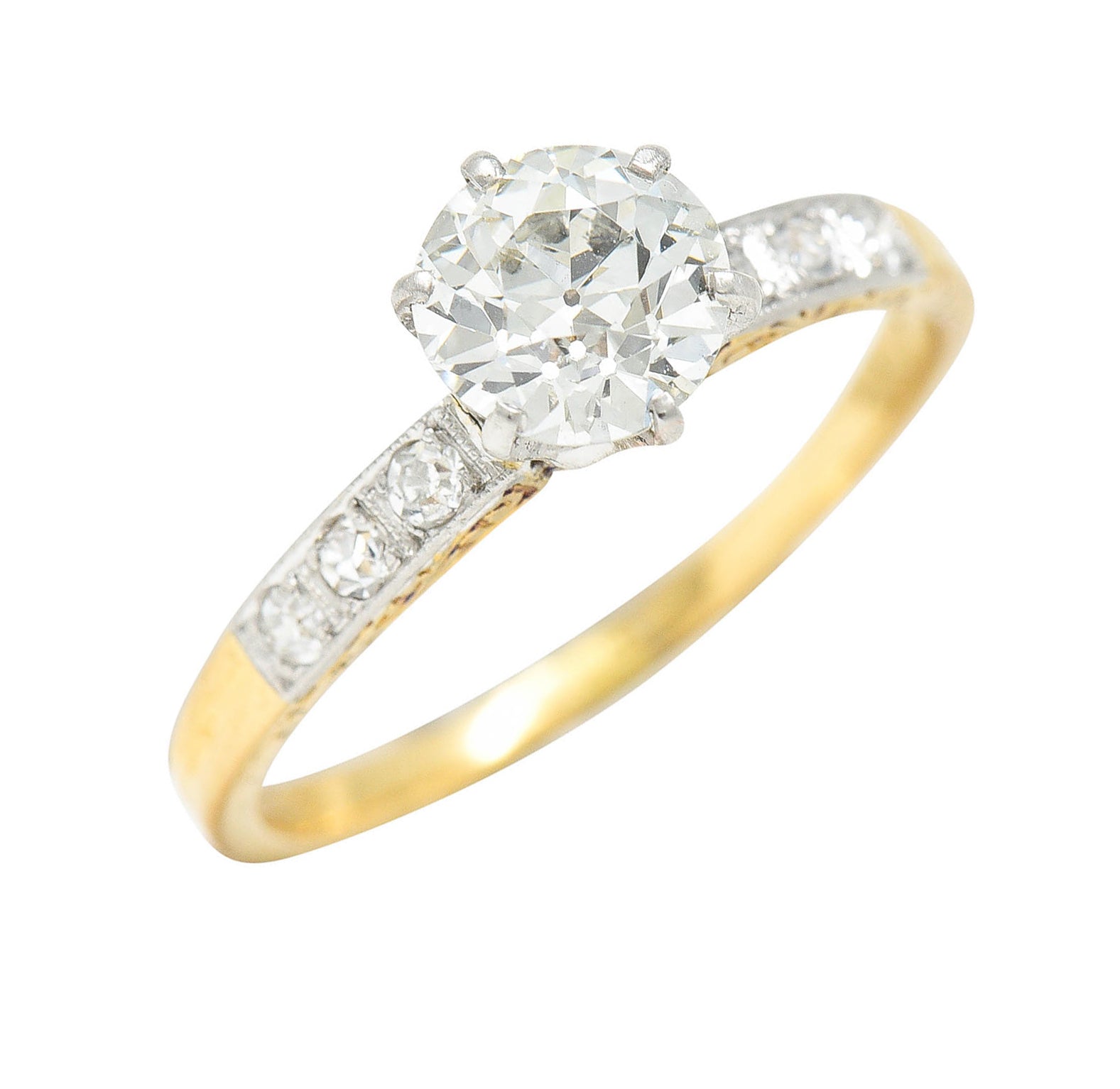 Early Art Deco 0.95 CTW Diamond Platinum-Topped 18 Karat Gold Engagement RingRing - Wilson's Estate Jewelry