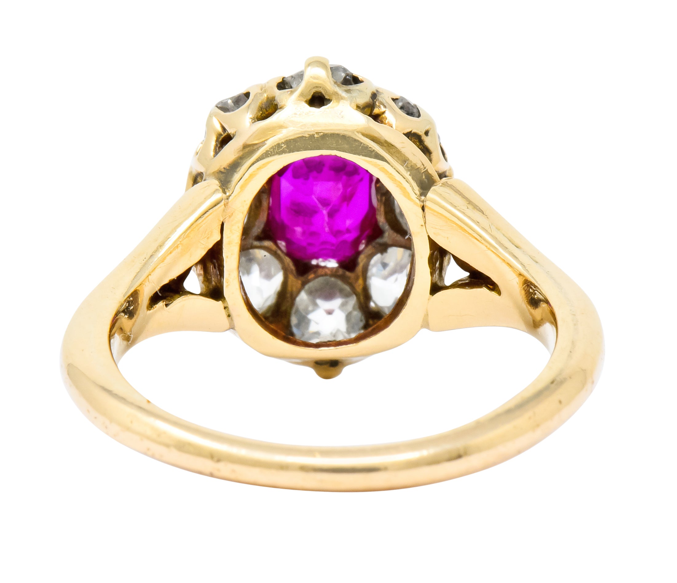 Victorian 1.70 CTW Ruby Diamond 14 Karat Gold Cluster Ring - Wilson's Estate Jewelry