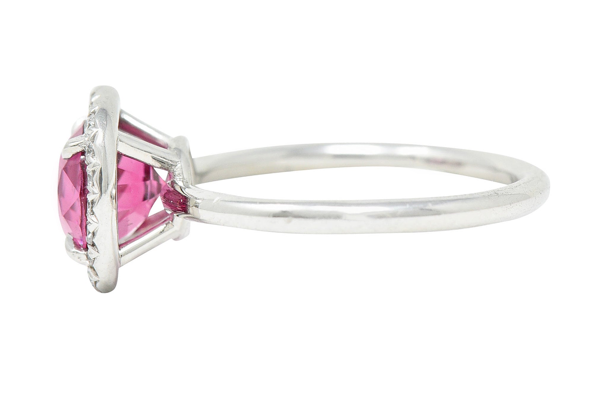 Contemporary 2.85 CTW Spinel Diamond Platinum Cushion Halo RingRing - Wilson's Estate Jewelry