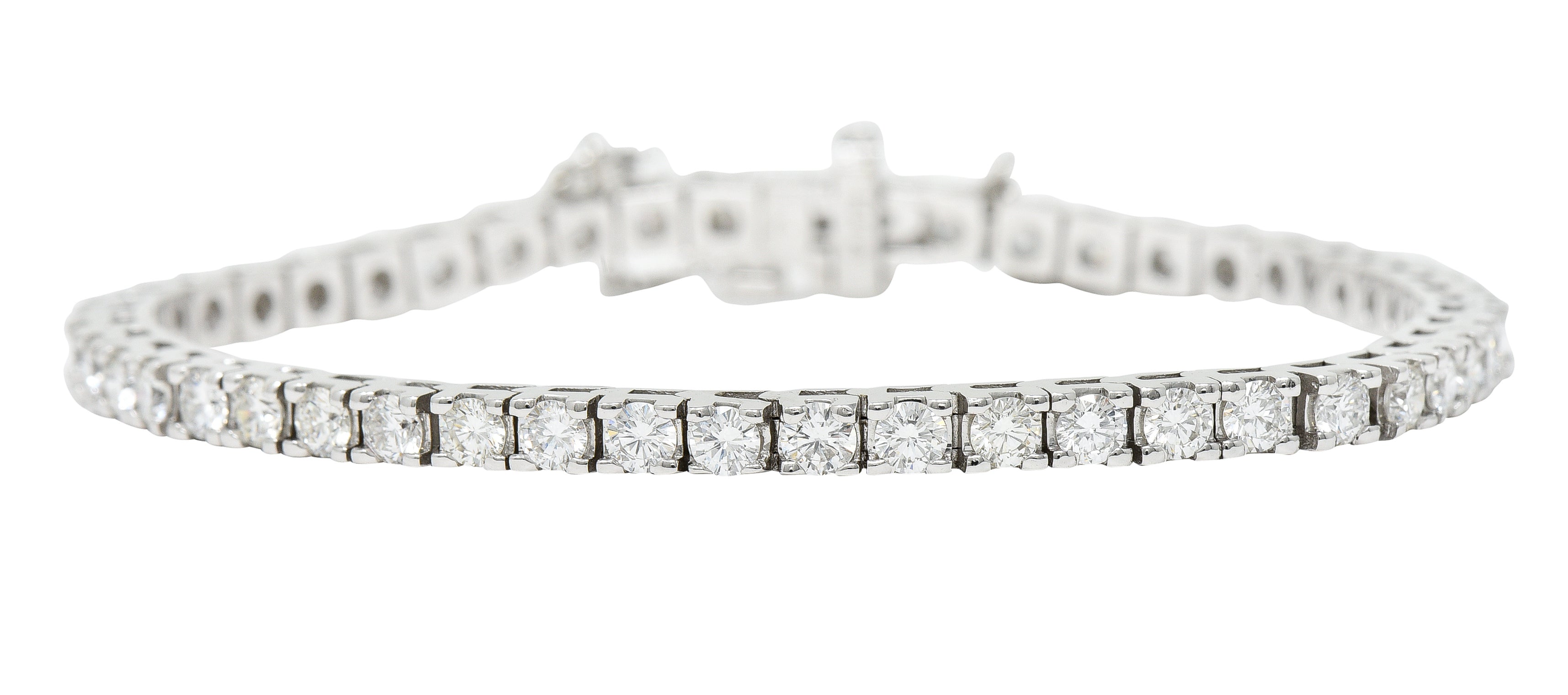 1980's Vintage 5.00 CTW Diamond 14 Karat White Gold Tennis Bracelet Wilson's Estate Jewelry