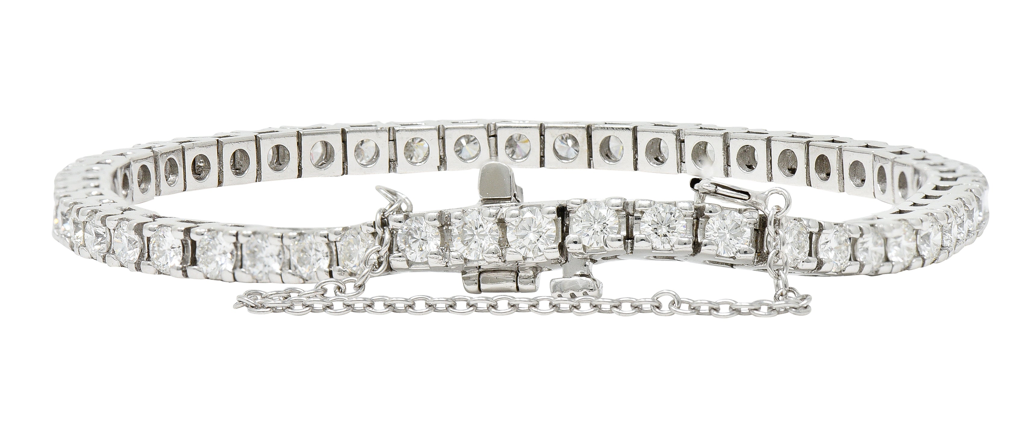 1980's Vintage 5.00 CTW Diamond 14 Karat White Gold Tennis Bracelet Wilson's Estate Jewelry