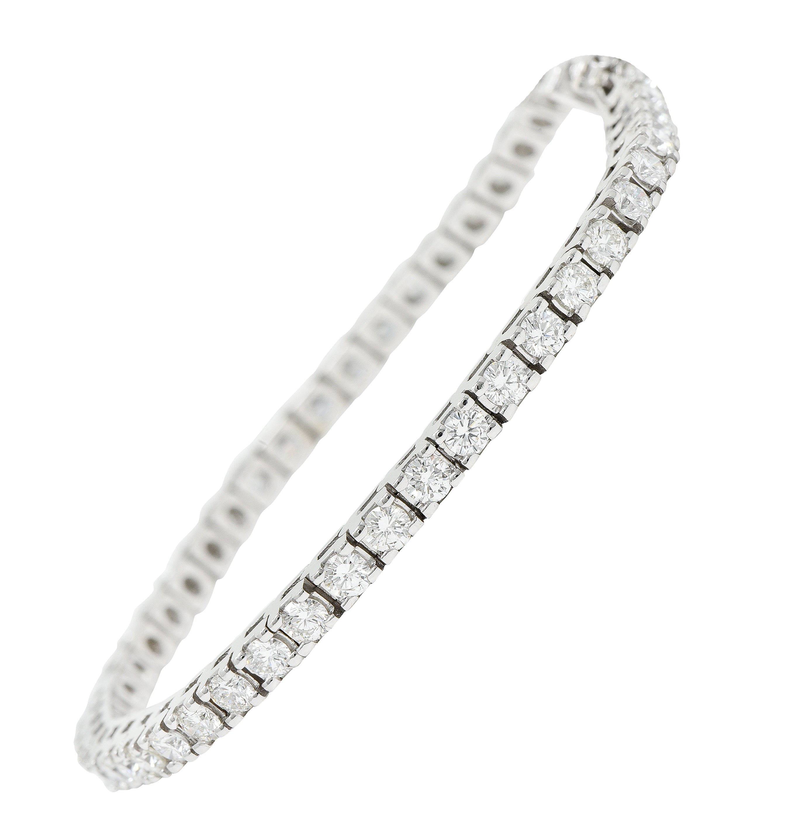 1980's Vintage 5.00 CTW Diamond 14 Karat White Gold Tennis Bracelet Wilson's Estate Jewelry