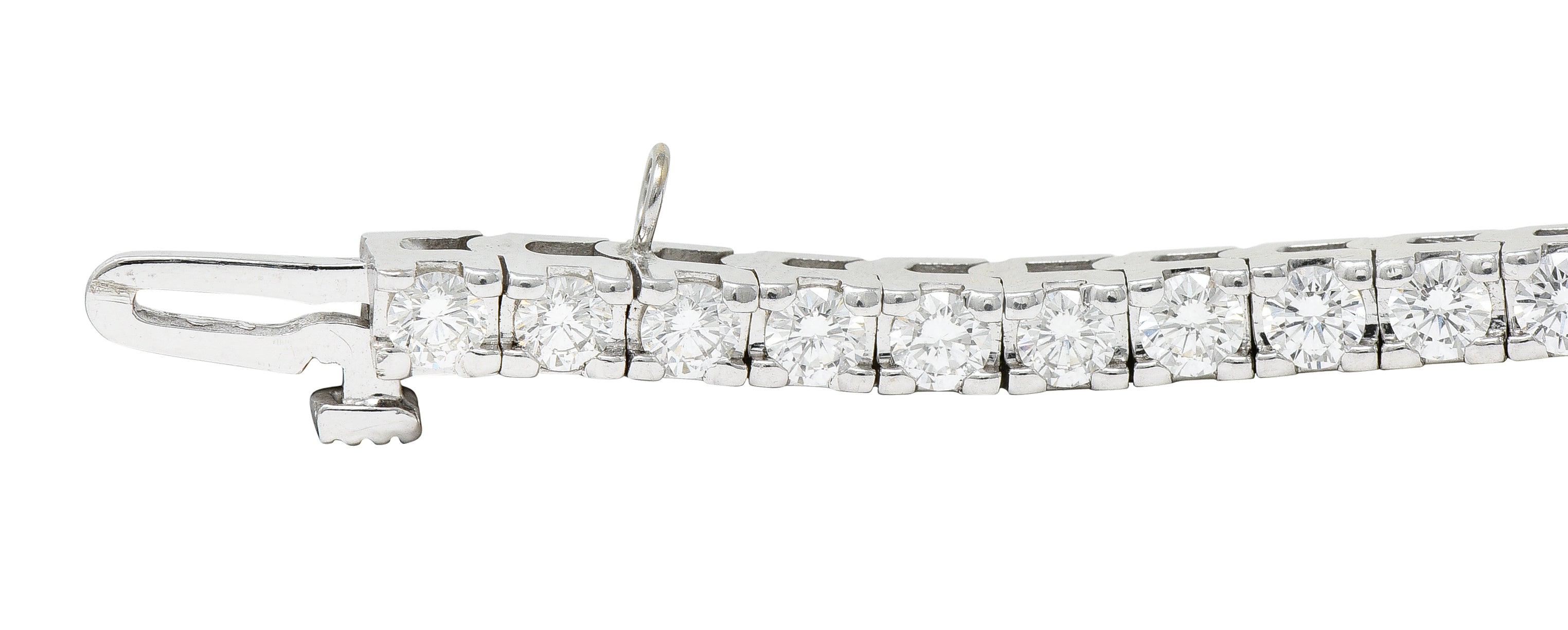 1980's Vintage 5.00 CTW Diamond 14 Karat White Gold Tennis Bracelet Wilson's Estate Jewelry