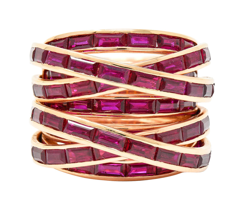 Vintage 14.00 CTW Ruby 18 Karat Rose Gold Ribbon RingRing - Wilson's Estate Jewelry
